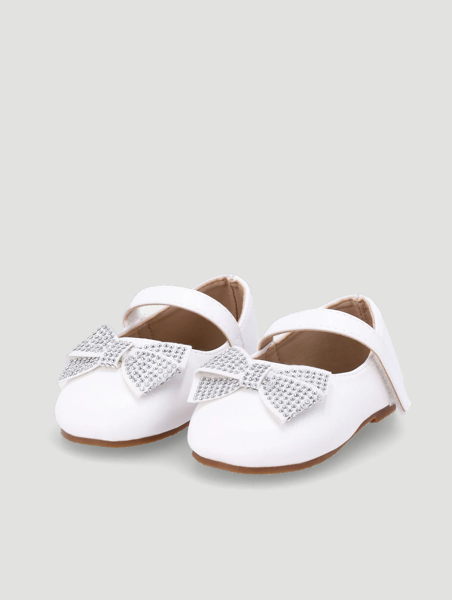 Baby Girls Embellished Pump With Bow - White - Image 3