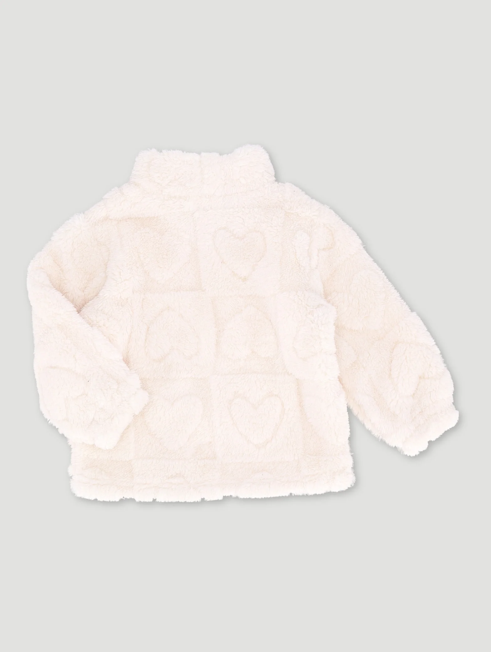 Baby Girls Embossed Hearts Jacket - Cream - Image 2