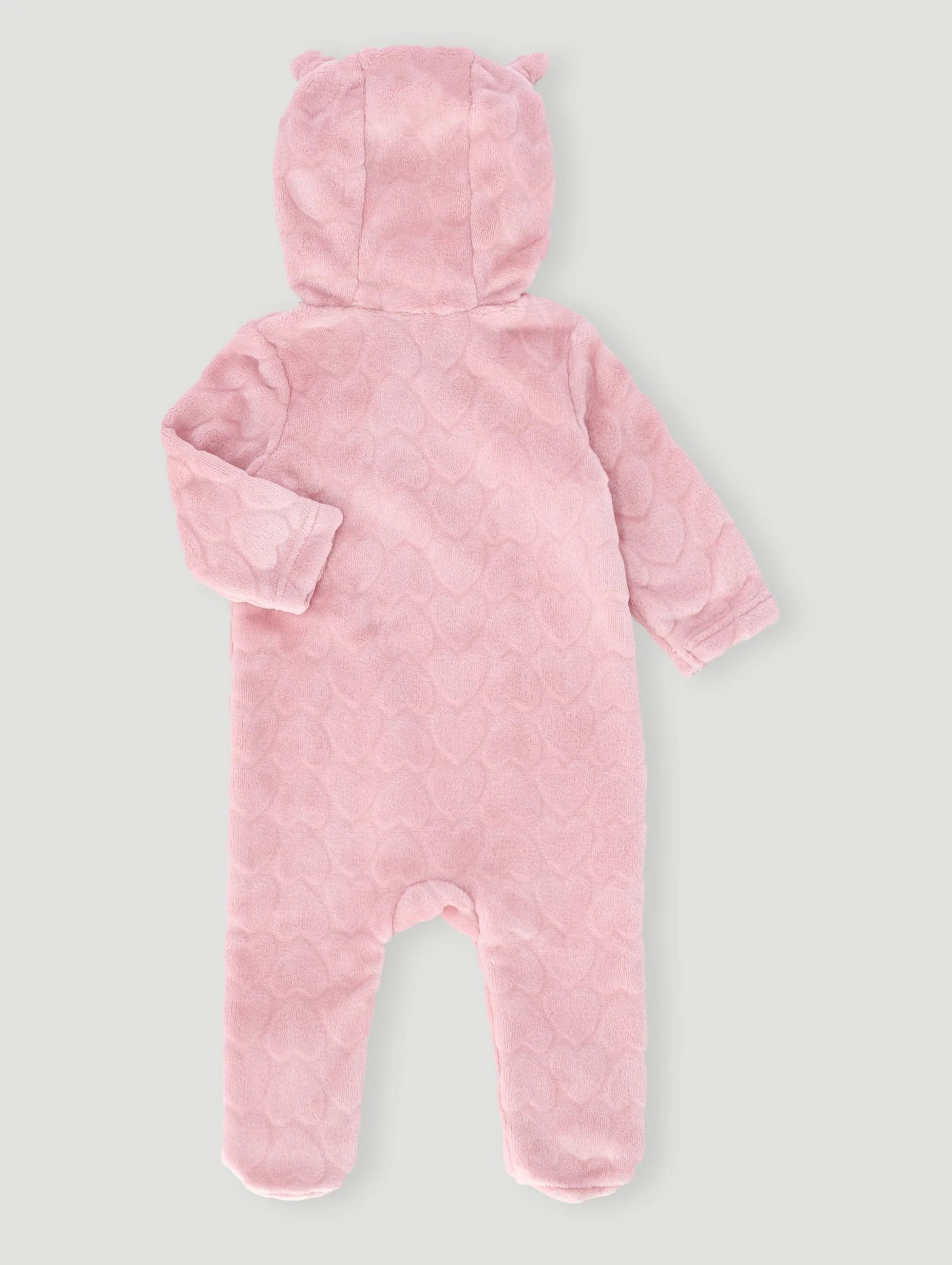 Baby Girls Embossed Hooded Babygrow - Pink - Image 2