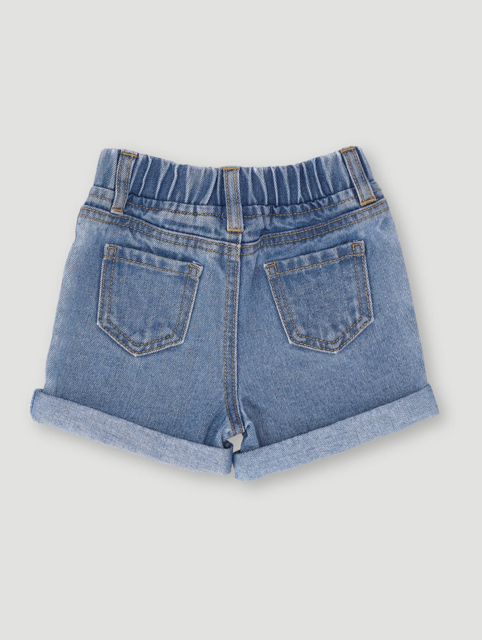 Baby Girls Embroidered Daisy Denim Short - Blue - Image 2