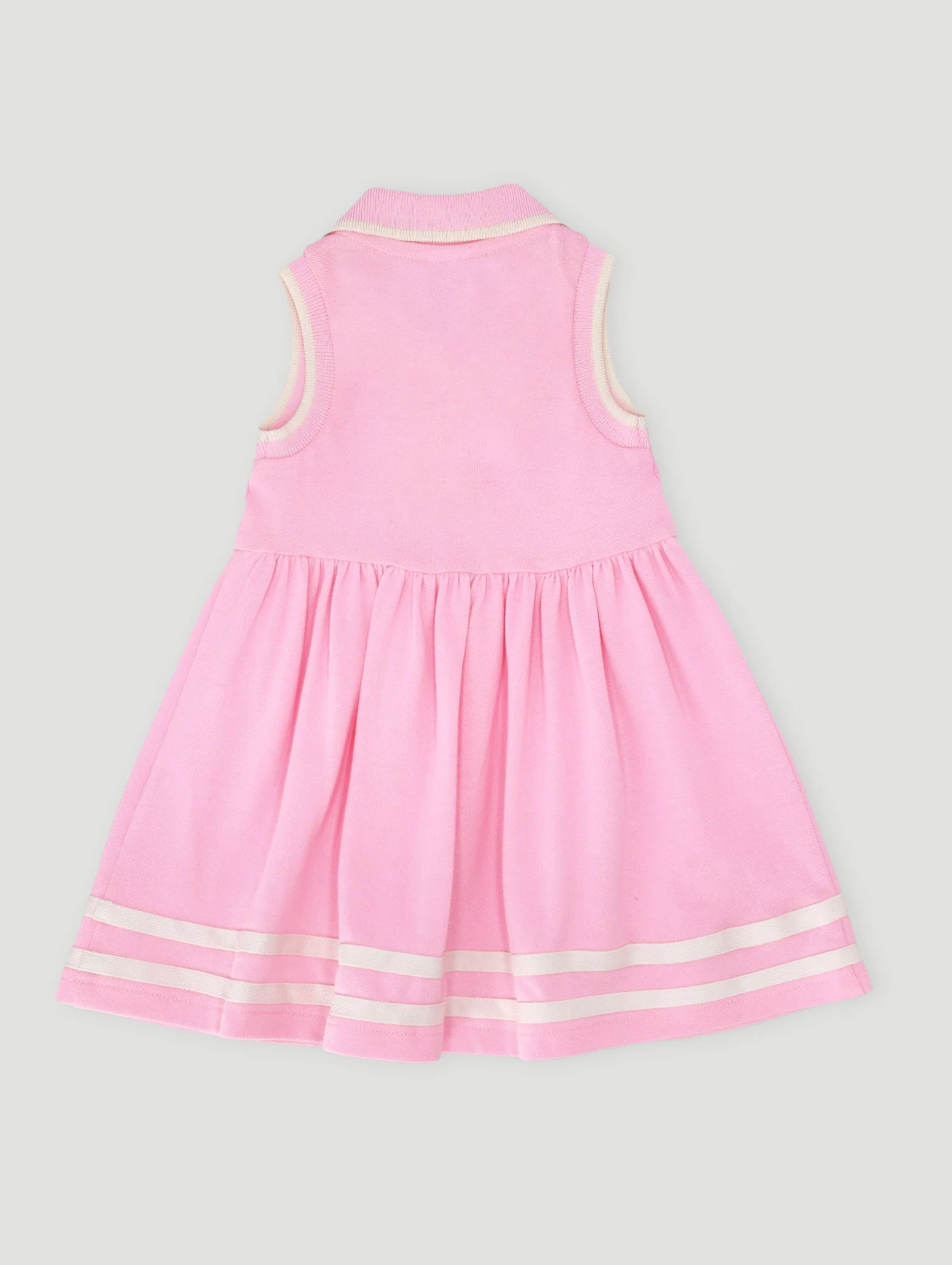 Baby Girls Embroidered Piquet Daisy Golfer Dress - Dusty Pink - Image 2