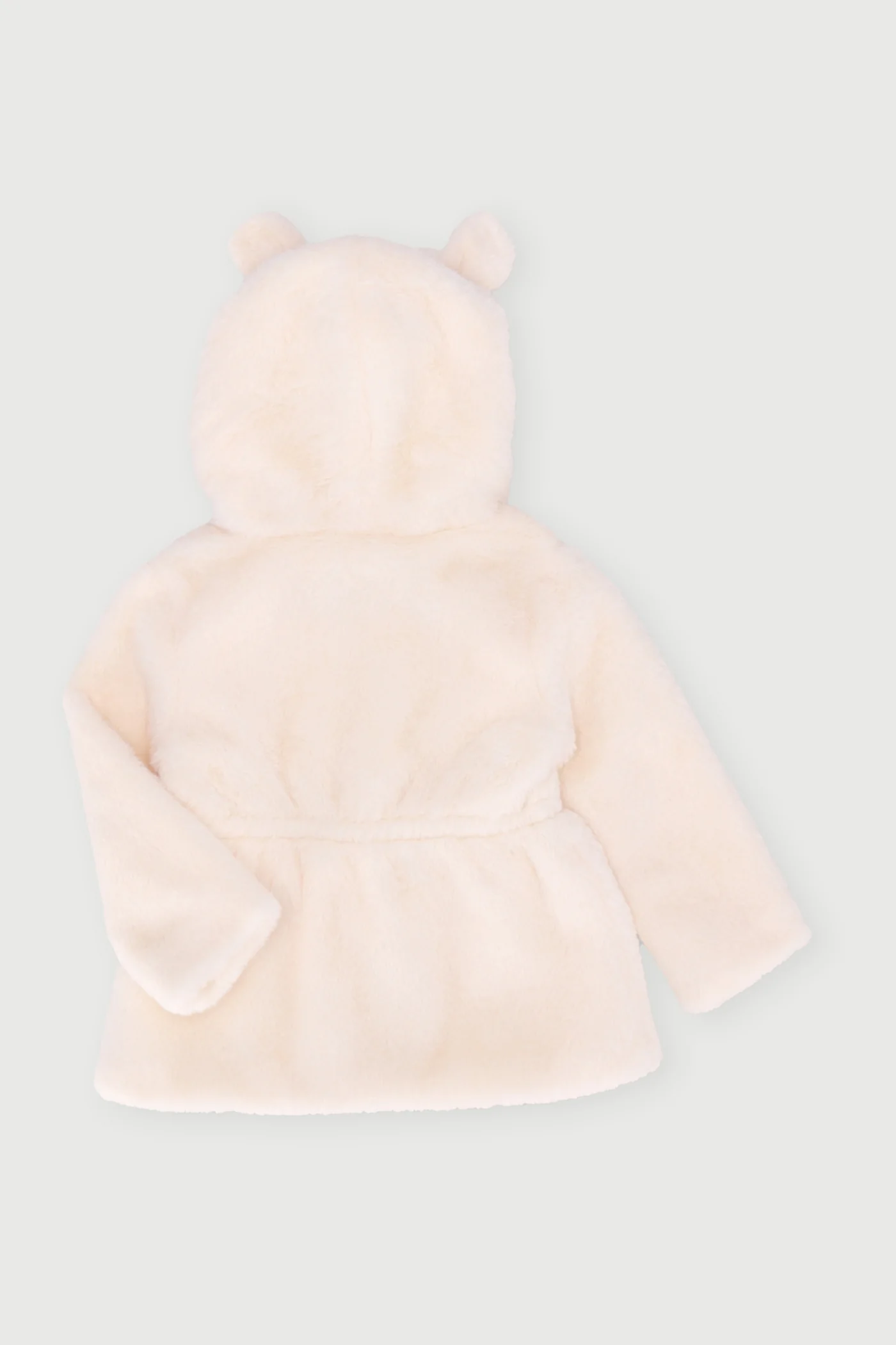 Baby Girls Faux Fur Hoody Jacket - Cream - Image 2
