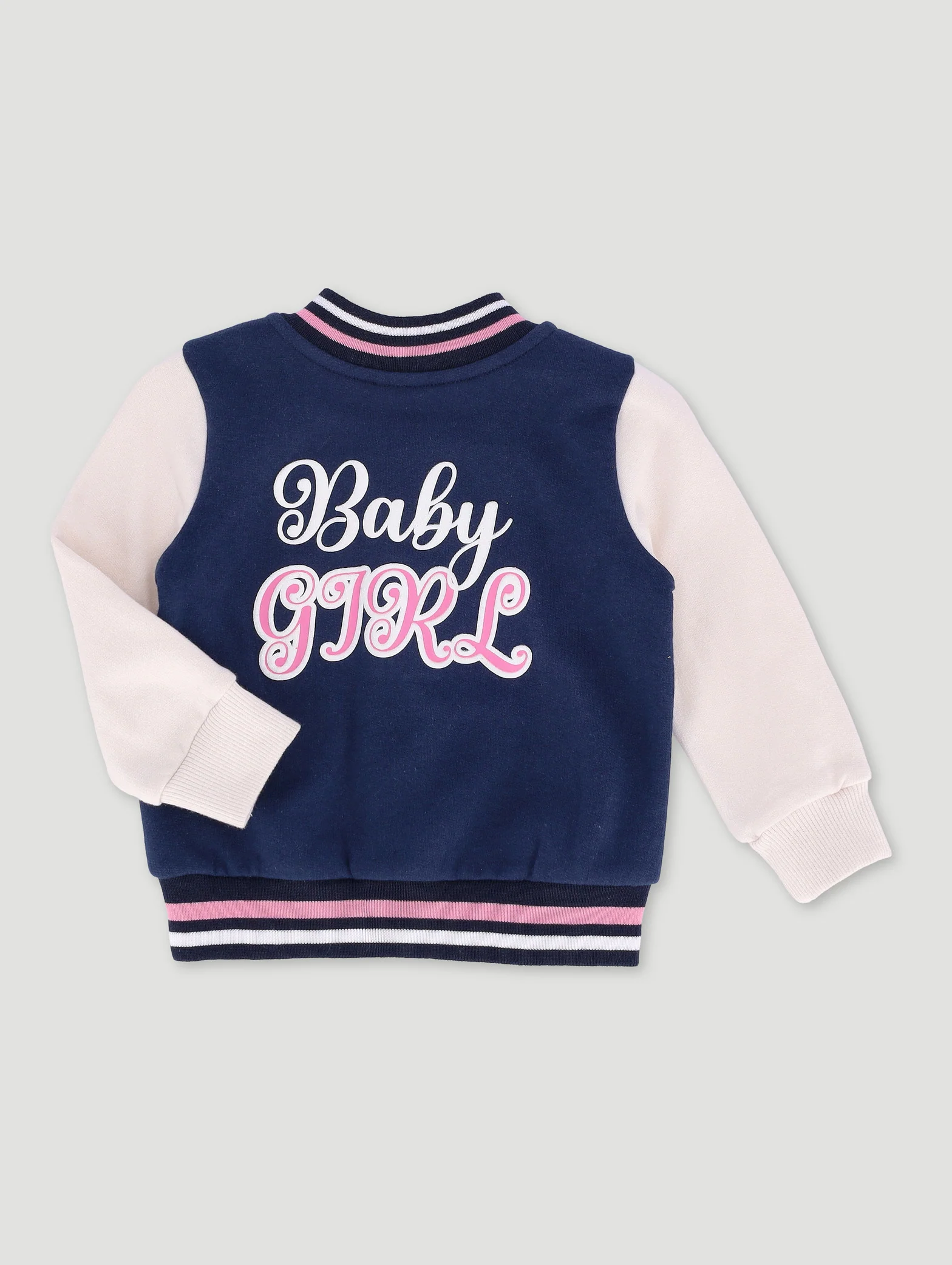 Baby Girls Fleece Baseball Jacket - Navy - Image 2