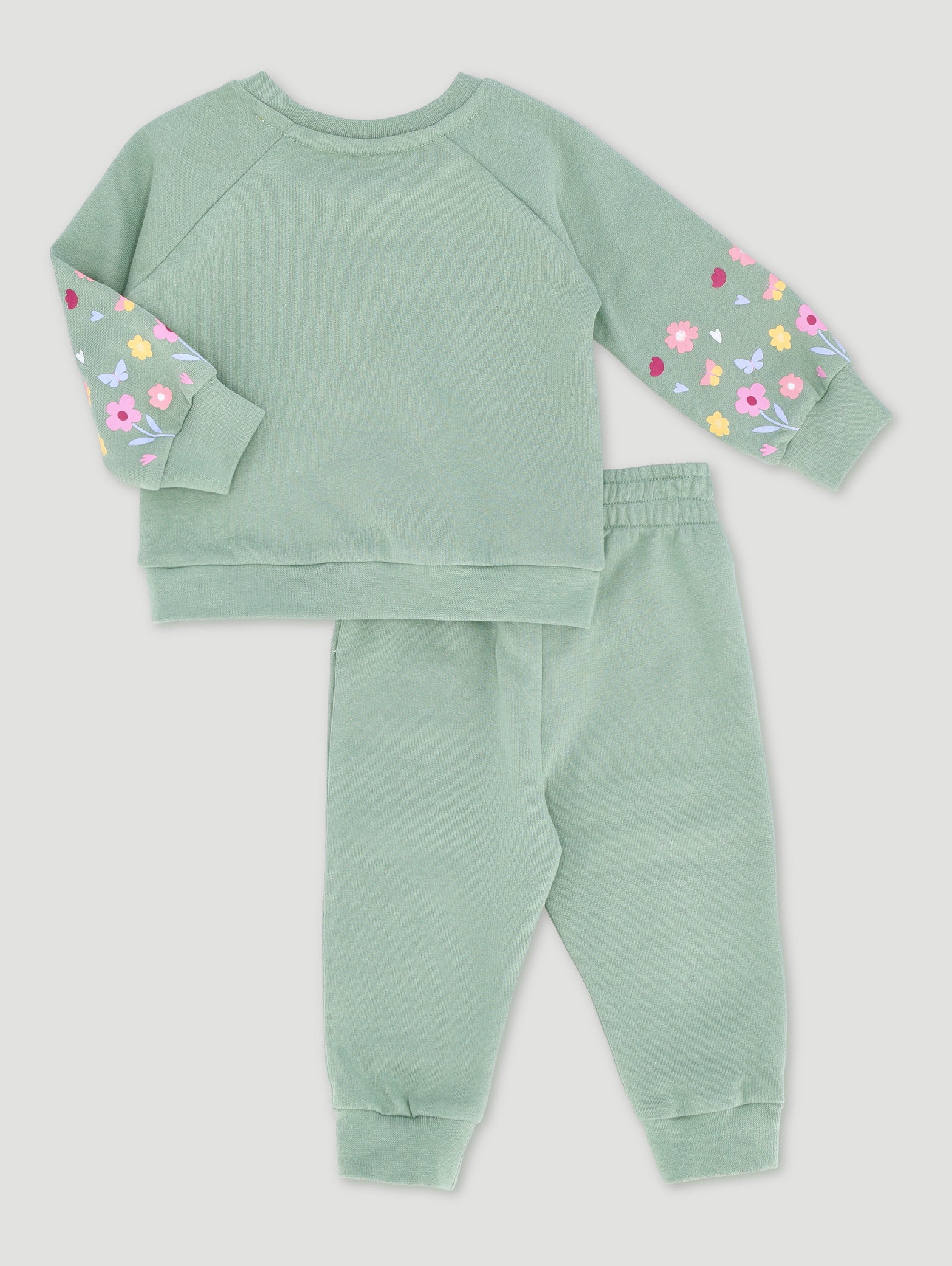 Baby Girls Floral Fleece Set - Sage - Image 2