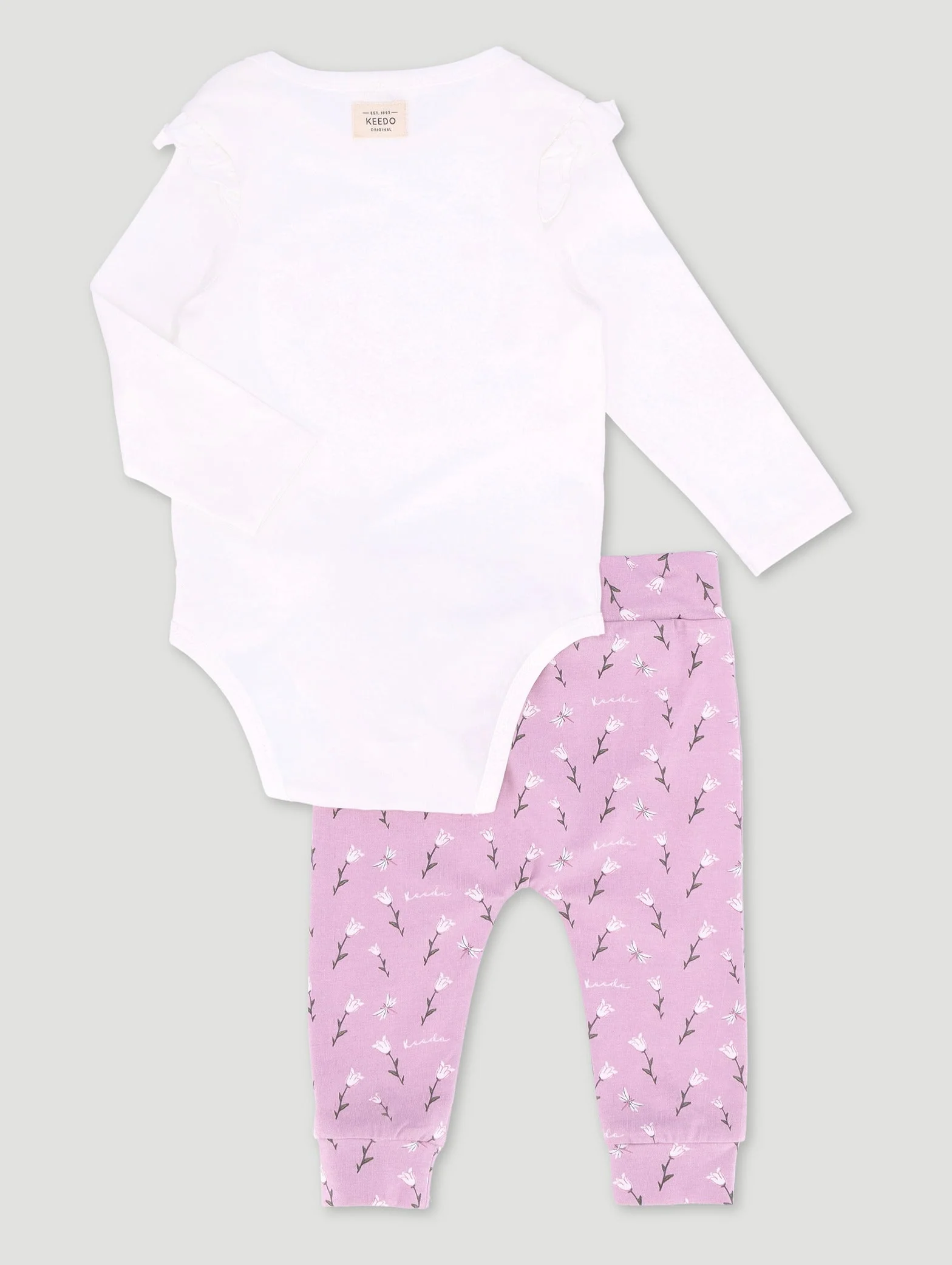 Keedo Baby Girls Lilac Floral Frill Vest & Legging Set - Image 2