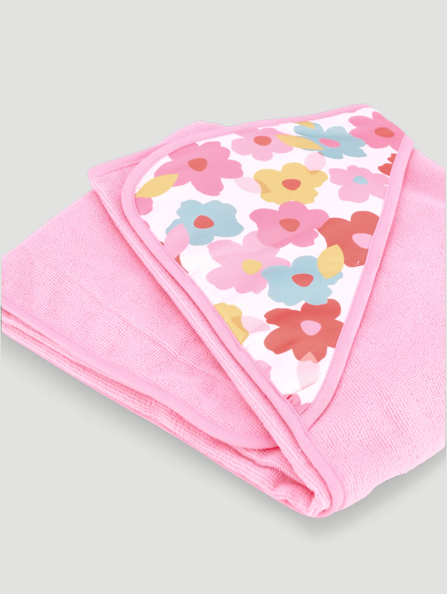 Baby Girls Floral Hooded Towel - Pink - Image 2