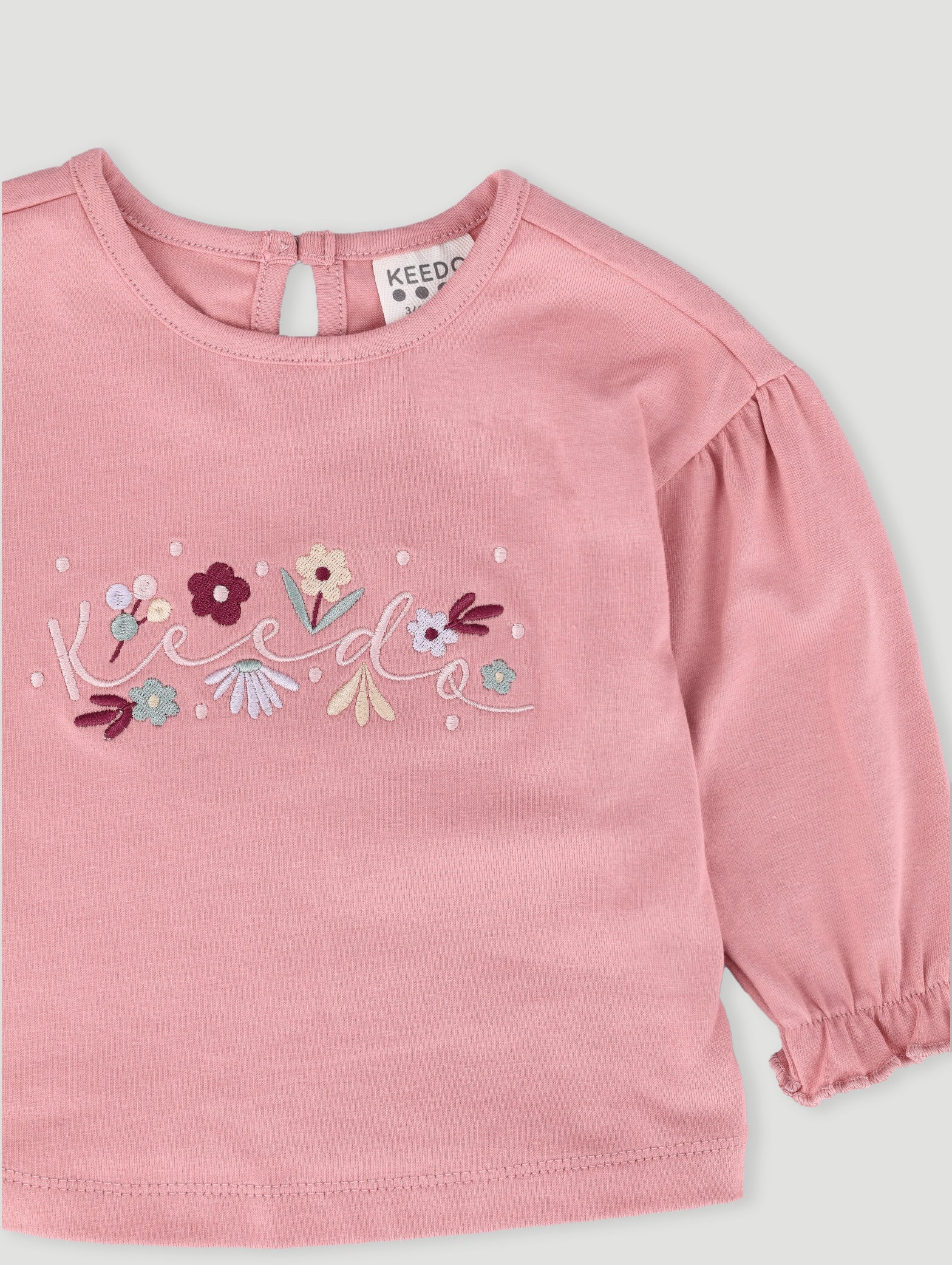 Keedo Baby Girls Floral Long Sleeve Cotton Lycra Tee - Image 3
