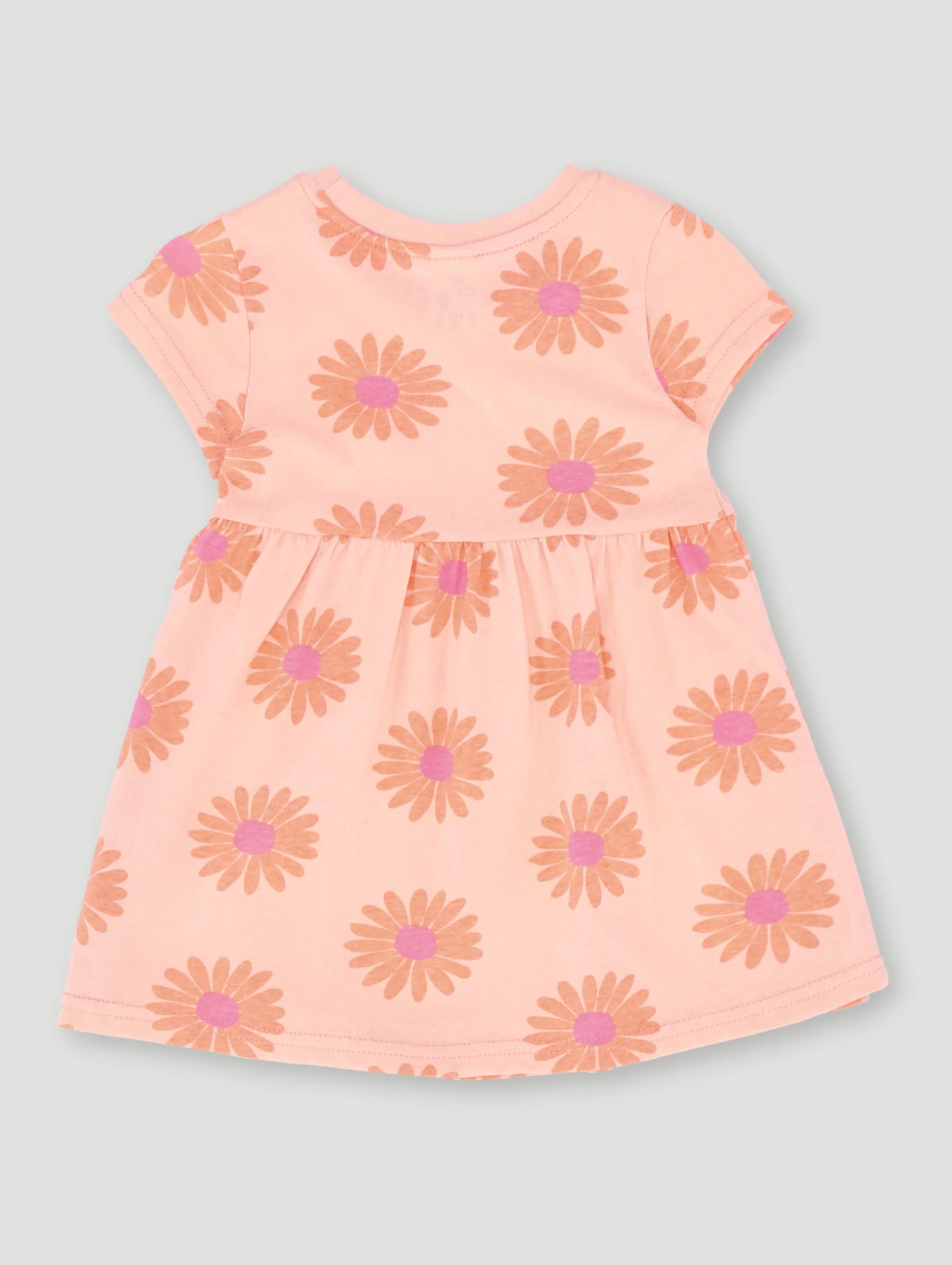 Baby Girls Floral Print Knit Dress - Peach - Image 2
