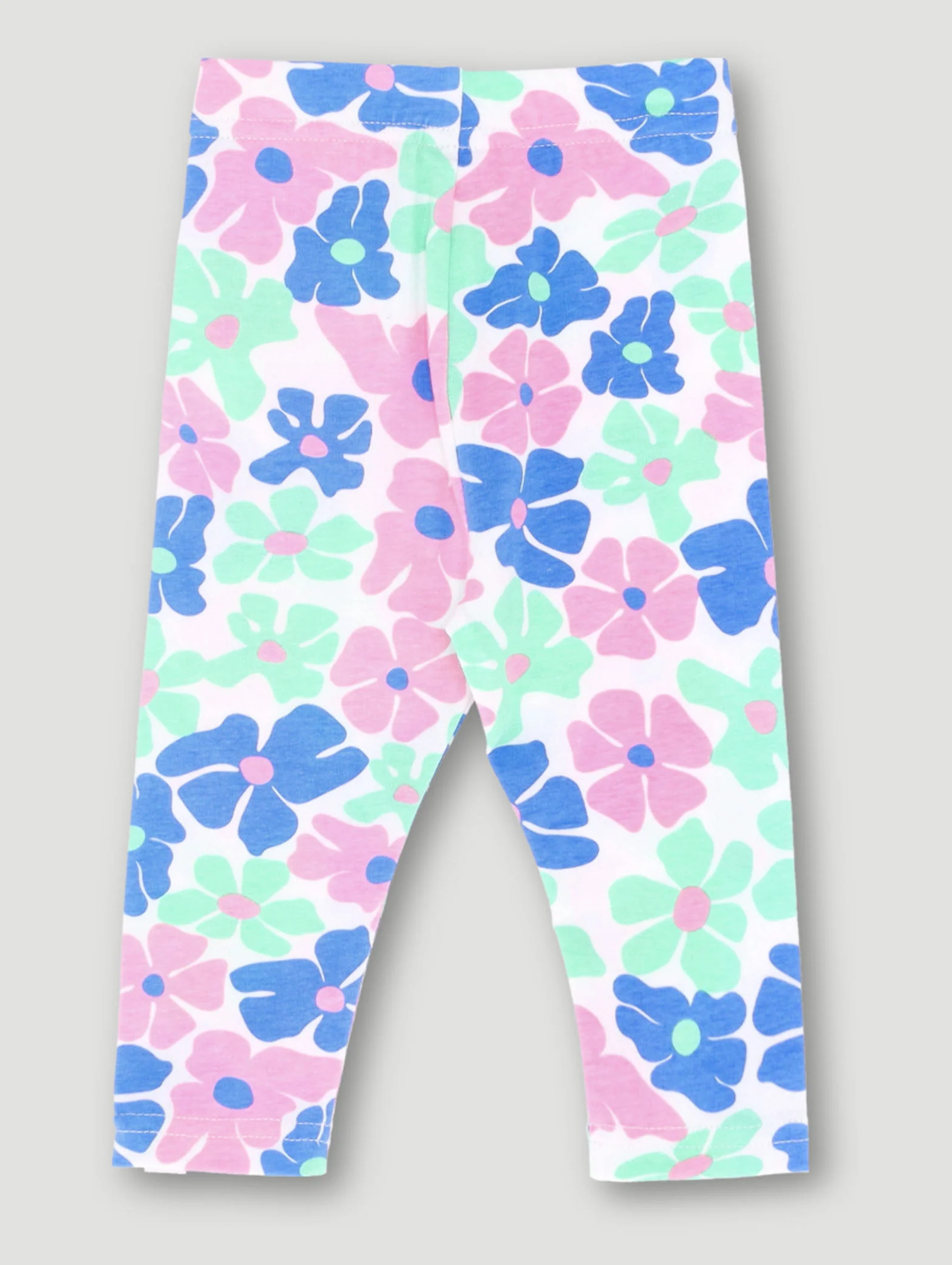 Baby Girls Floral Print Knit Legging- Cobalt - Image 2