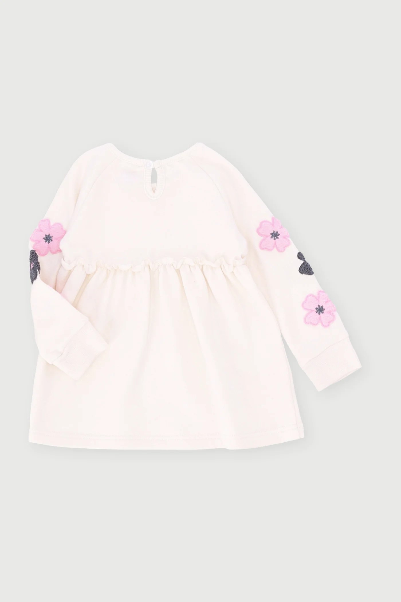 Baby Girls Flower Fleece Dress - Dusty Pink - Image 2
