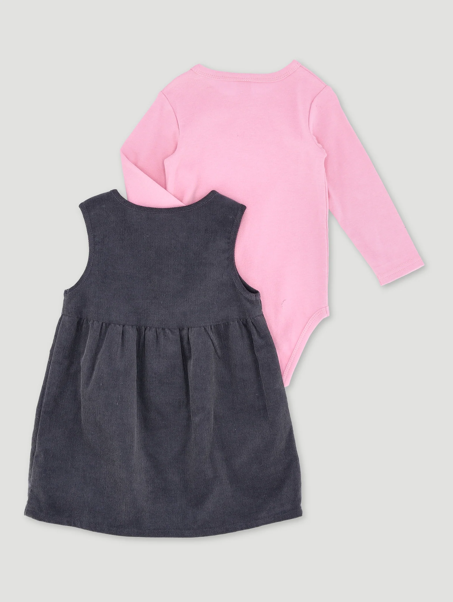 Baby Girls Flower Print Corduroy Pinni Dress - Marble Charcoal - Image 2