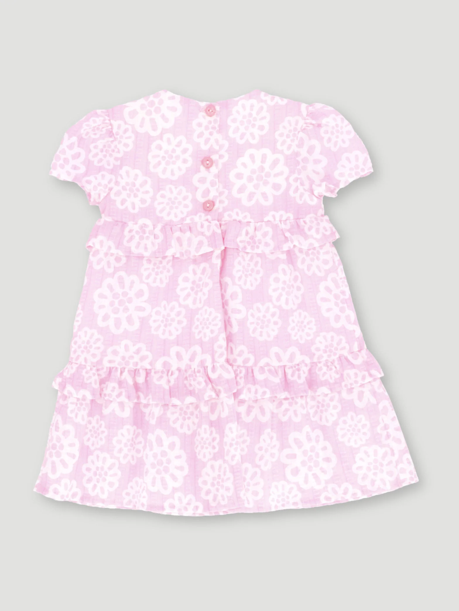 Baby Girls Flower Print Woven Dress - Dusty Pink - Image 2