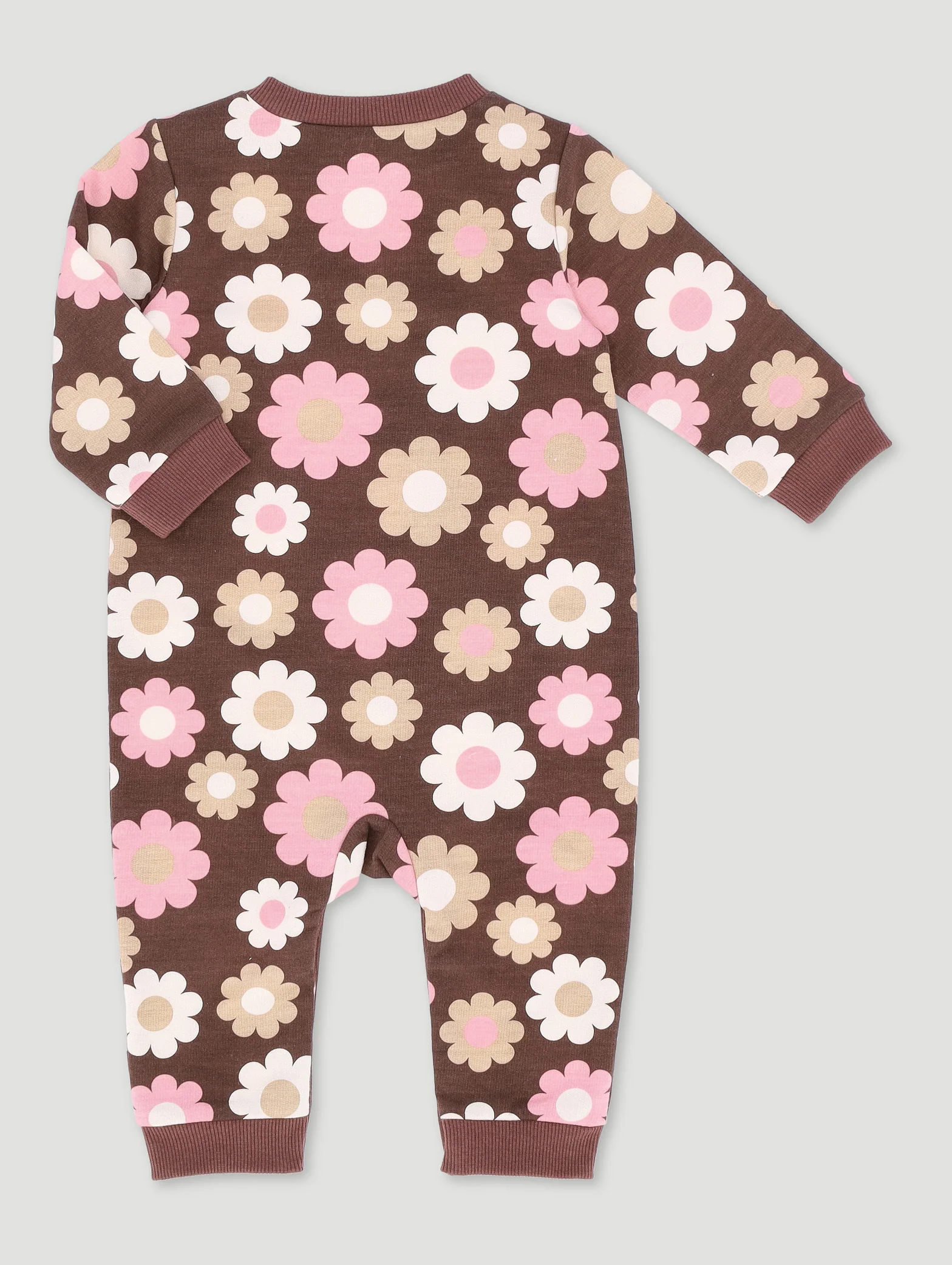 Baby Girls Flower Sleepsuit - Brown - Image 2