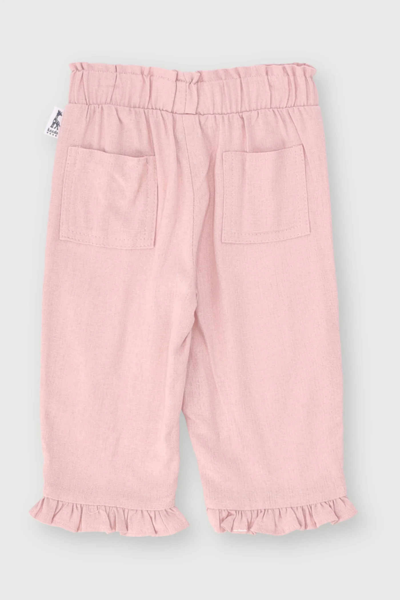 Baby Girls Frill Hem Pant - Dusty Pink - Image 2