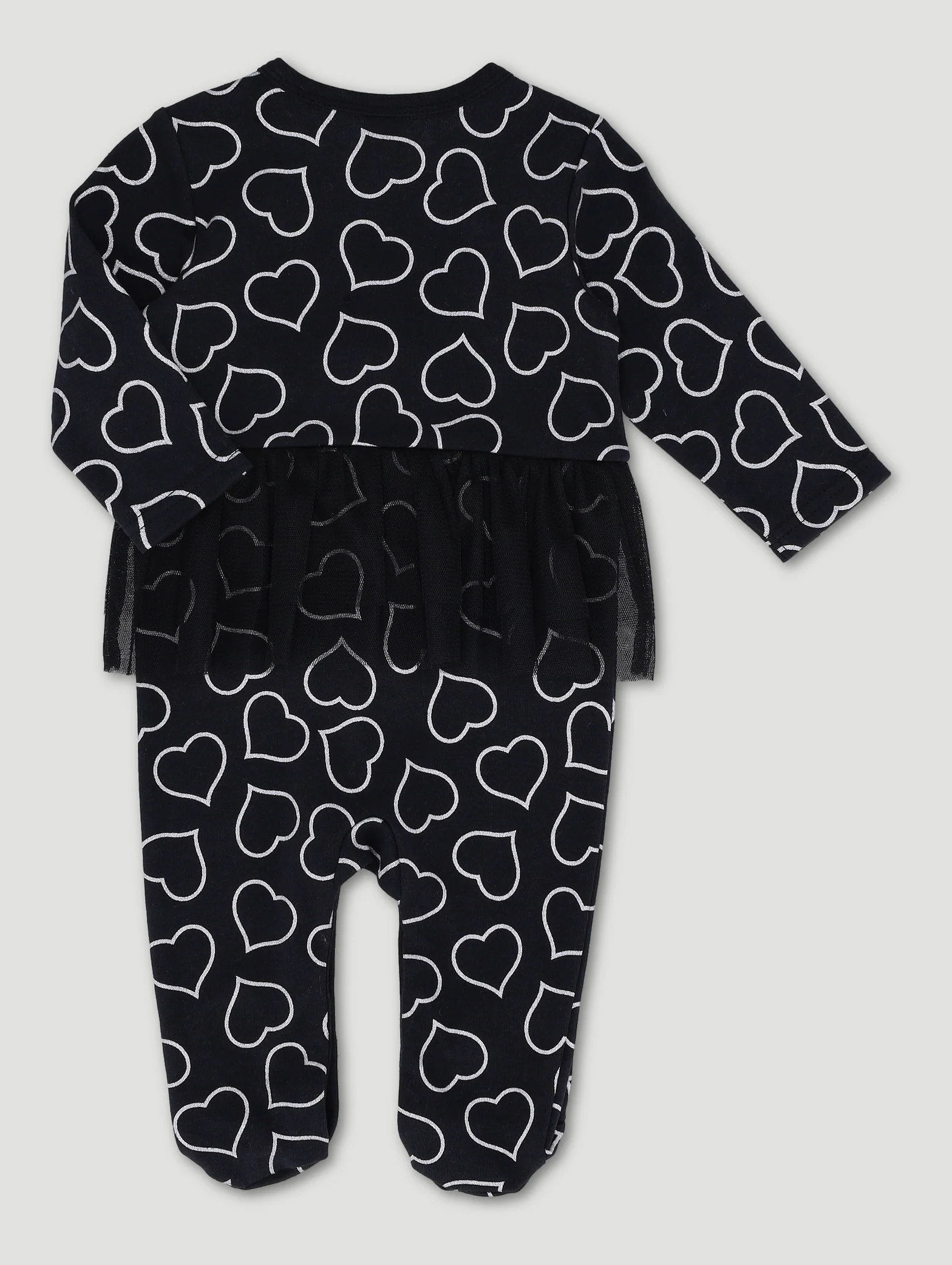 Baby Girls Heart Print Sleepsuit - Black - Image 2