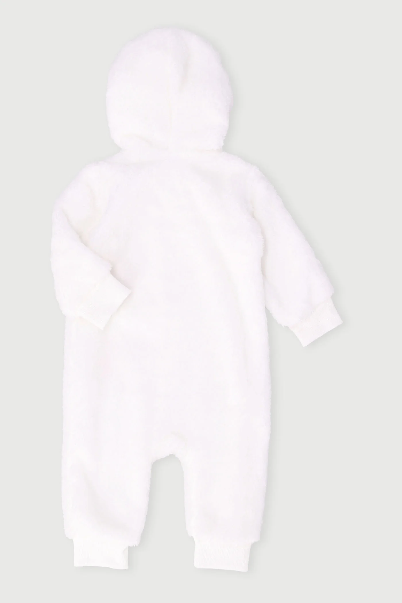 Baby Girls Hooded Sherpa Sleepsuit - White - Image 2
