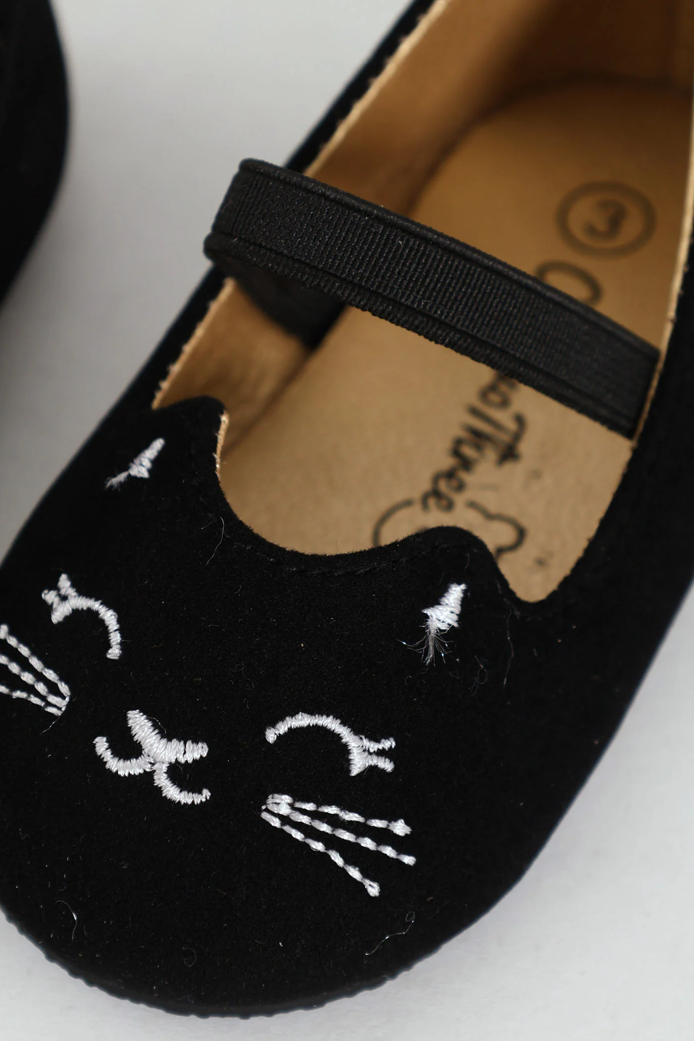 Baby Girls Kitty Embroidered Pump - Black - Image 2