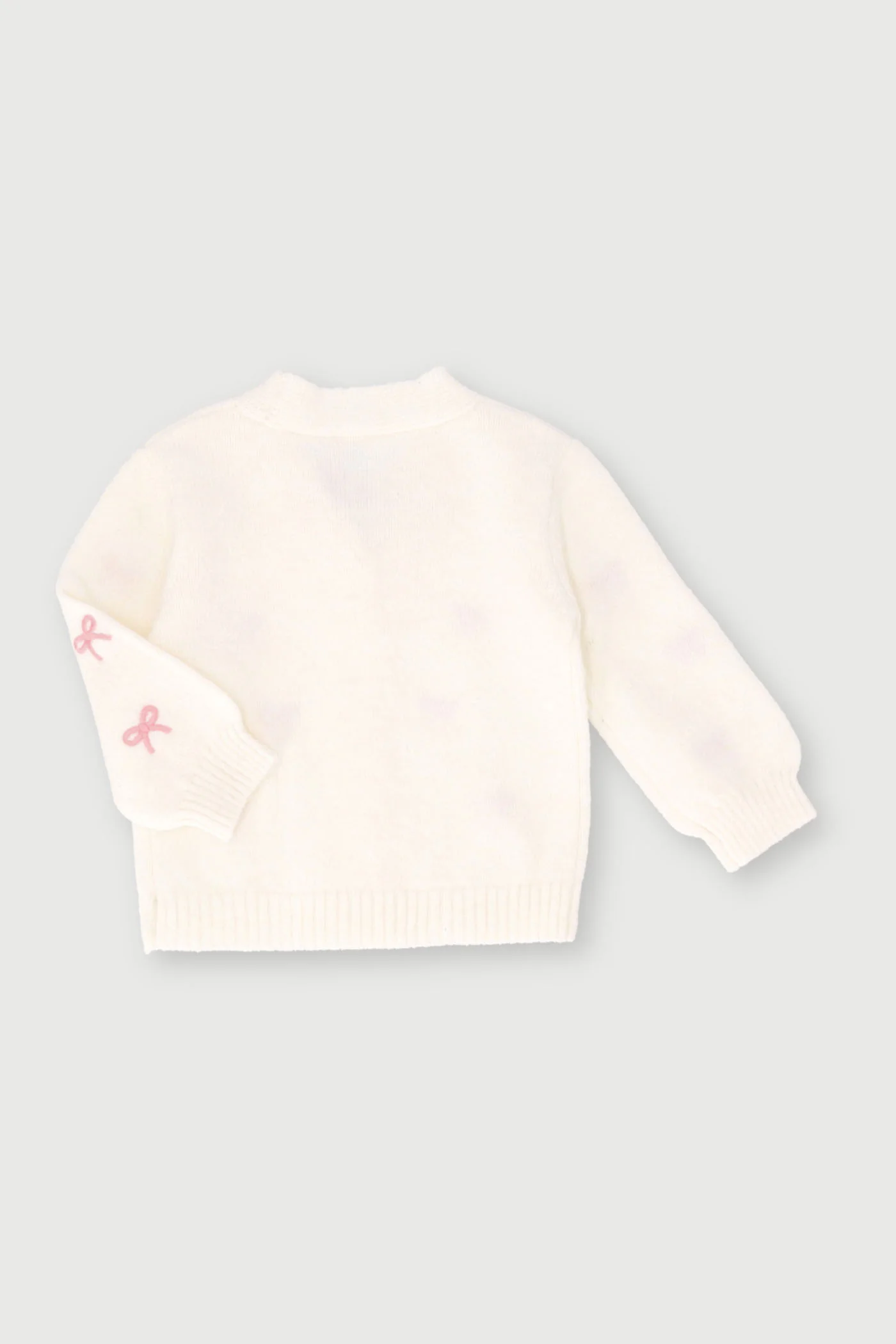 Baby Girls Knitwear Bow Cardi - Cream - Image 2