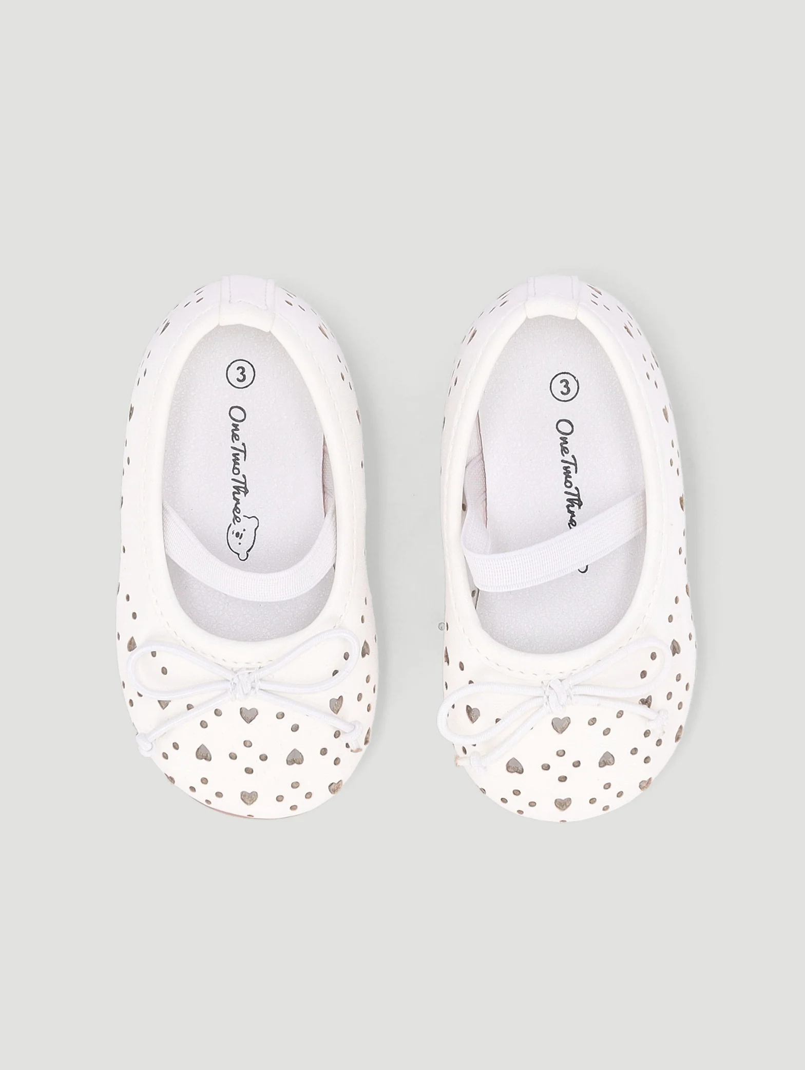 Baby Girls Laser Cut Hearts Pump - White - Image 3