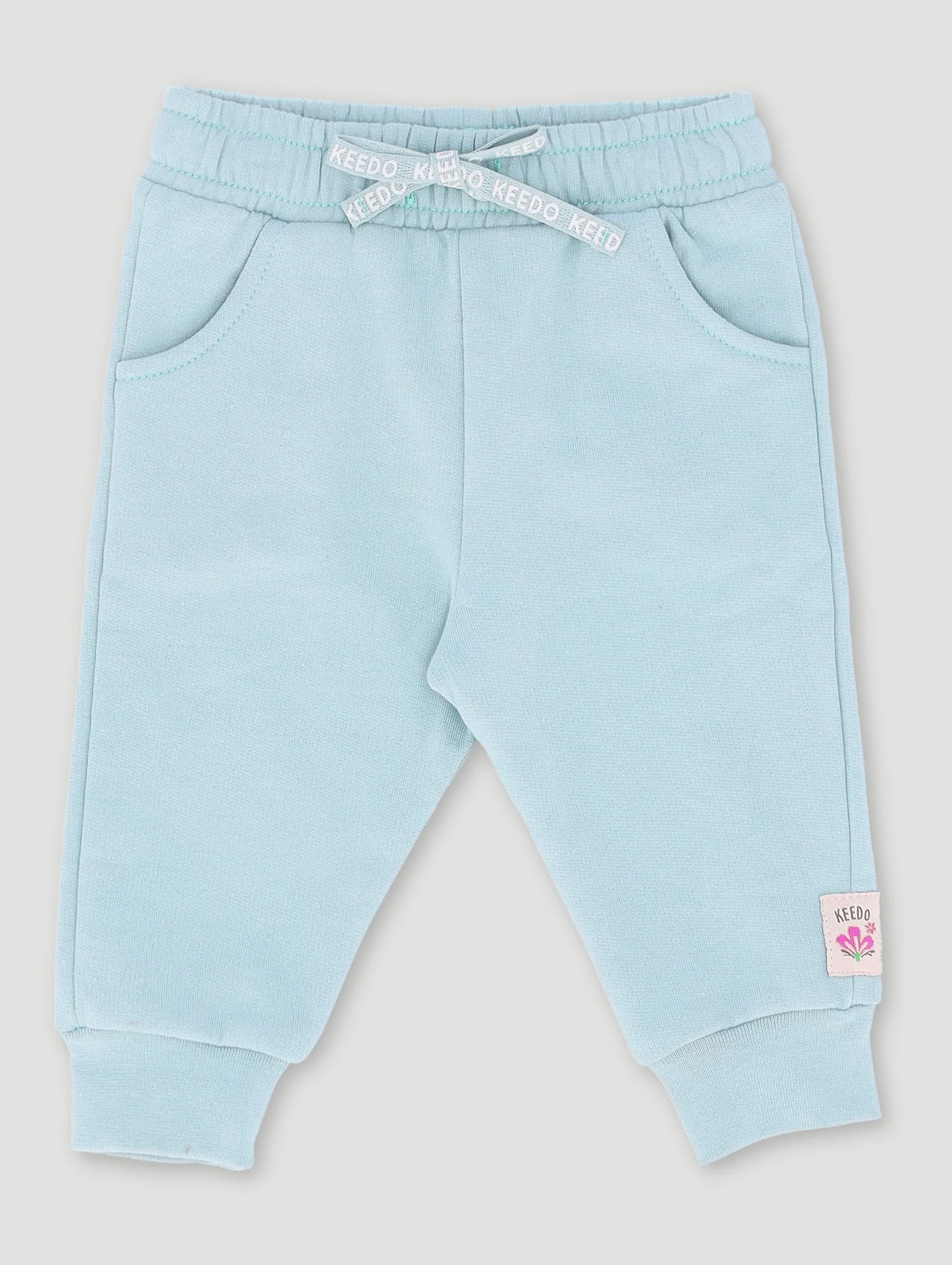 Keedo Baby Girls Mint Fleece Logo Jogger - Image 2
