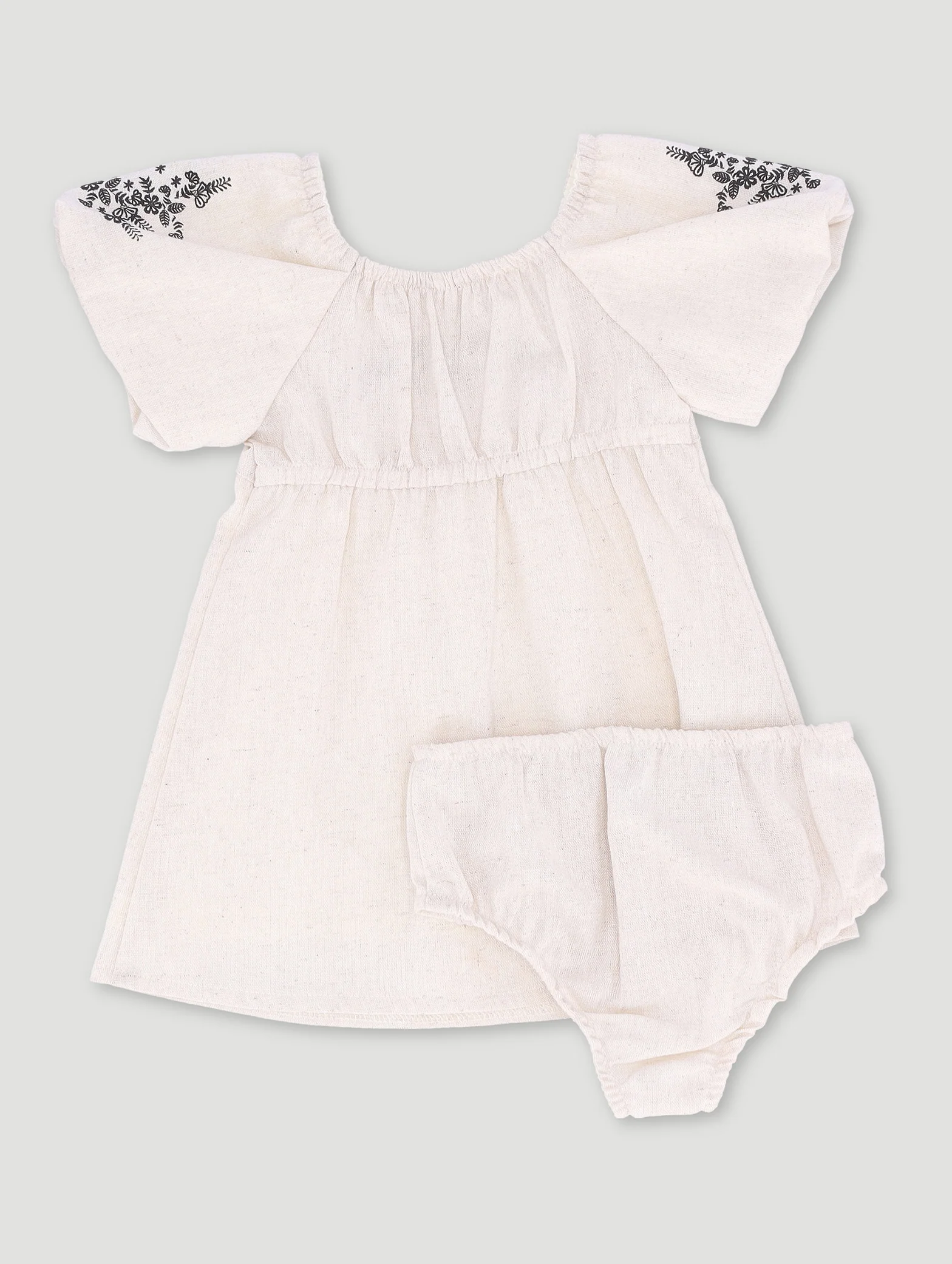 Baby Girls Occasion Dress With Under Pantie - Light Stone - Image 2