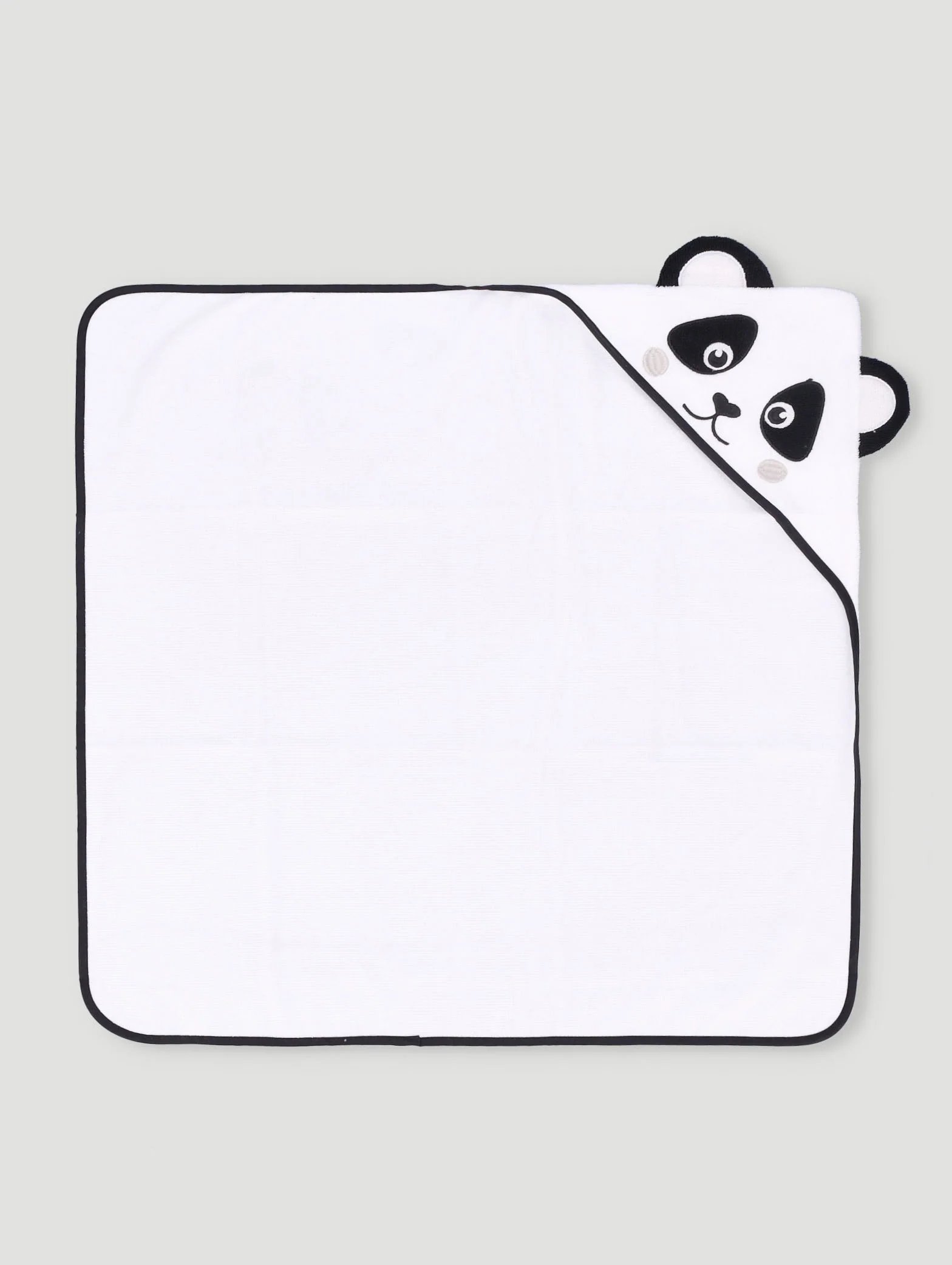 Baby Girls Panda Hooded Towel - White/Black - Image 2