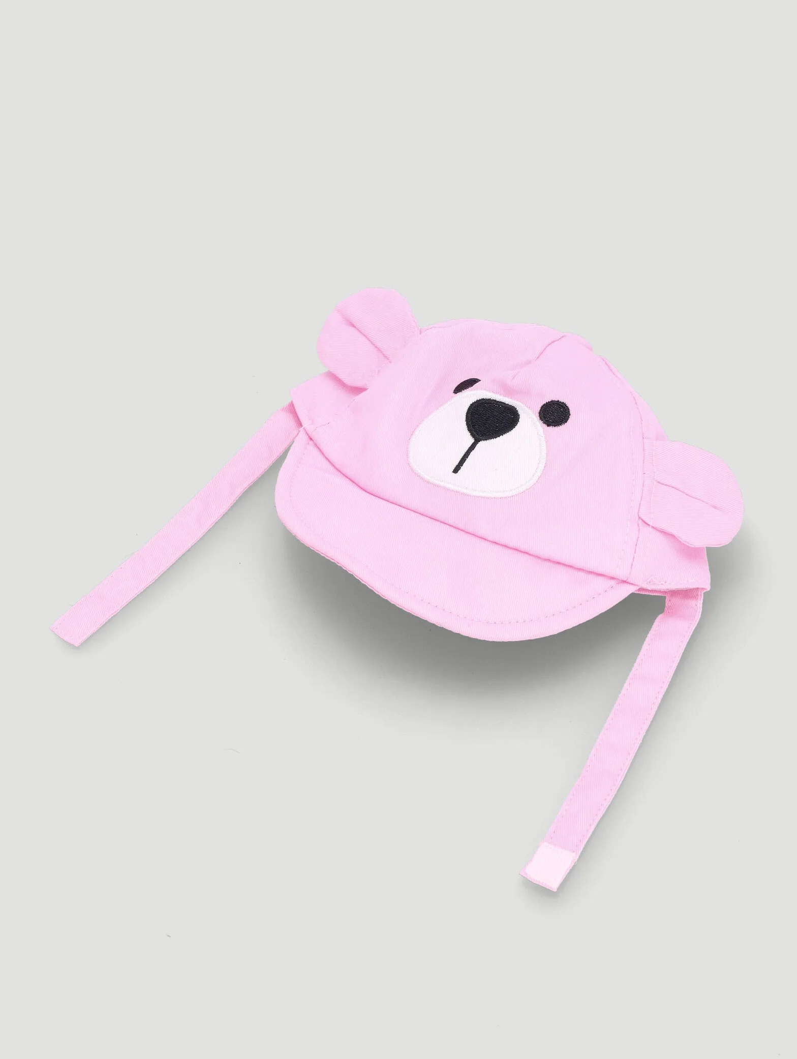 Baby Girls Peak Embroidered Bear Hat  - Pink - Image 3