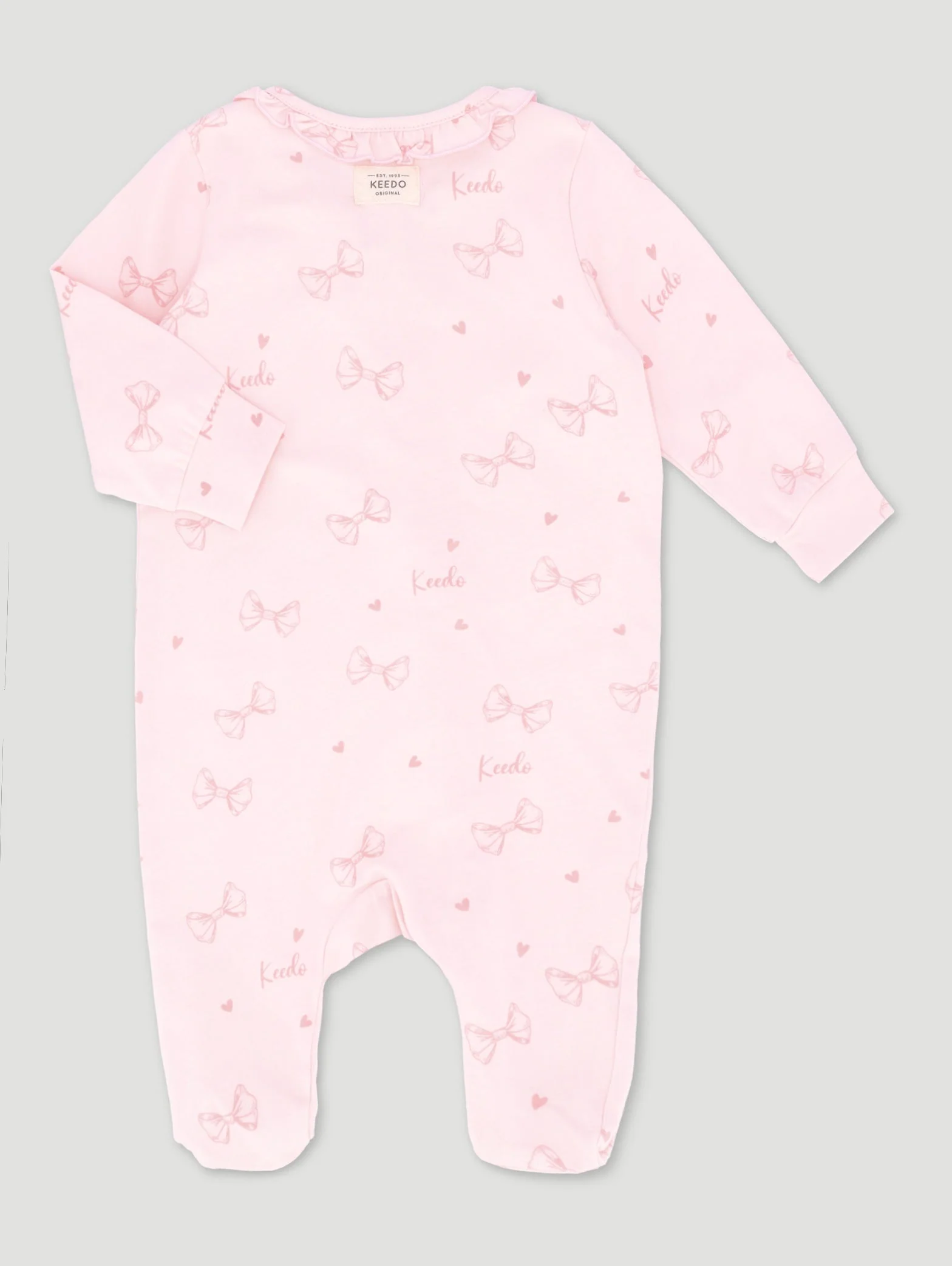 Keedo Baby Girls Pink Bow Cotton Lycra Sleepsuit - Image 2