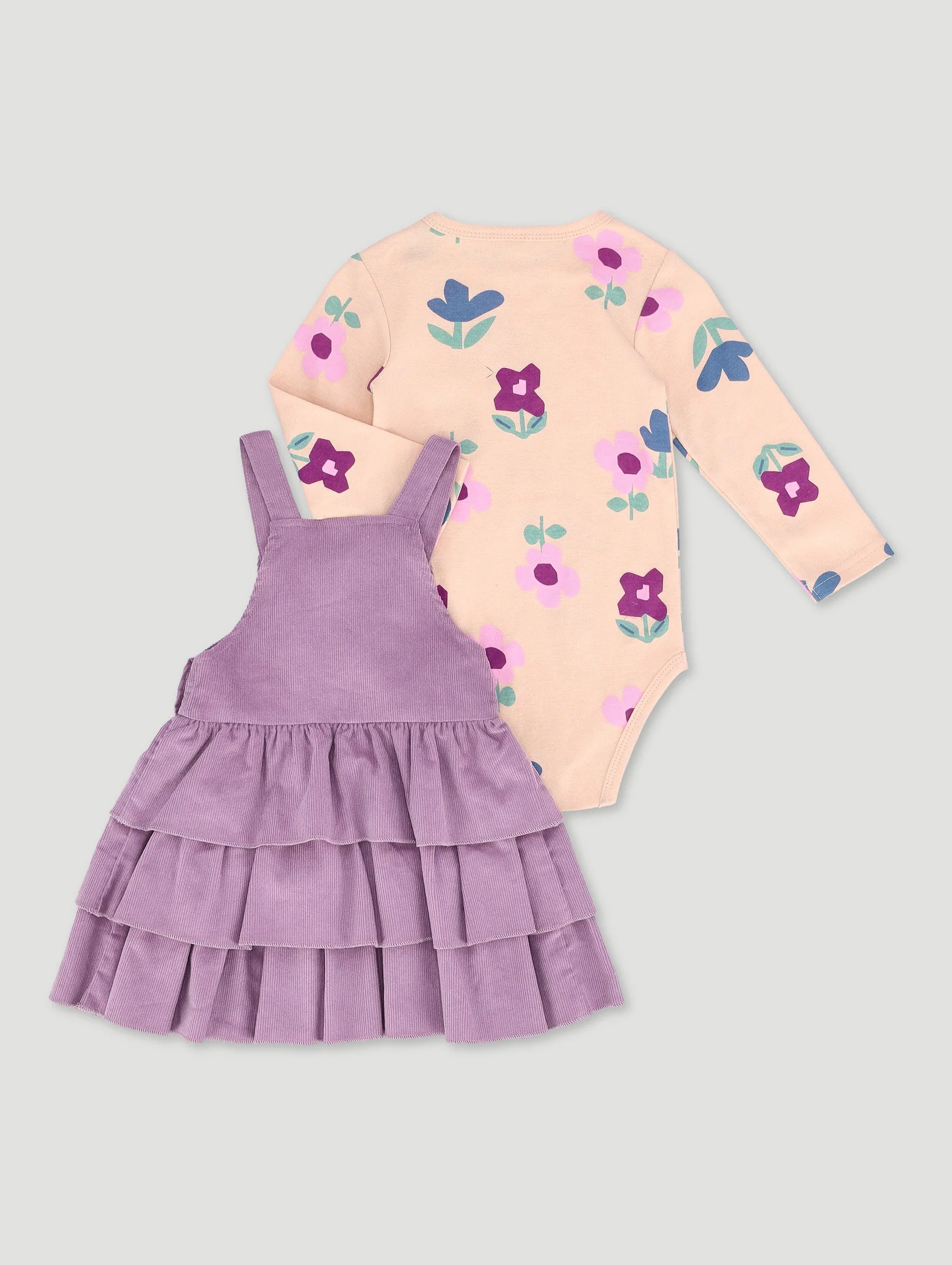 Baby Girls Pinnie Corduroy Dress - Lilac - Image 2
