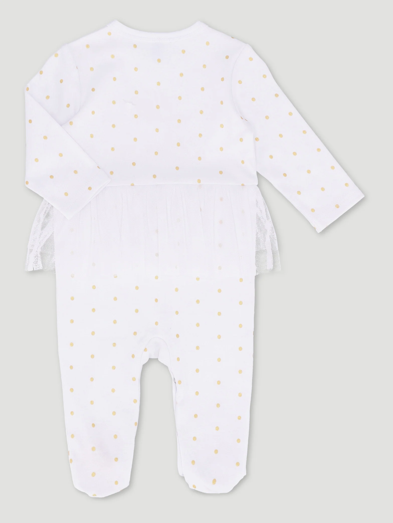 Baby Girls Polka Dot Interlock Sleepsuit - White - Image 2