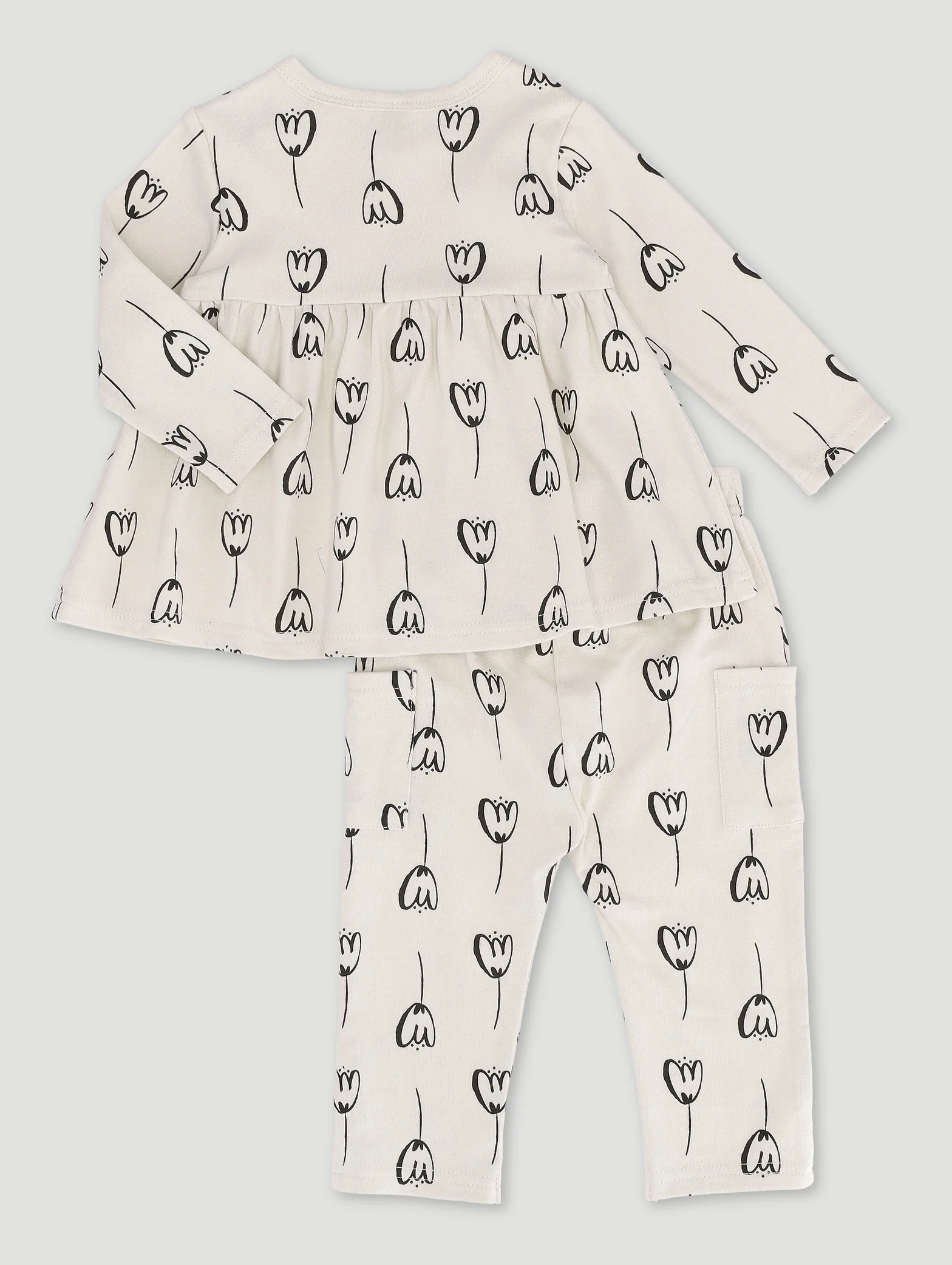Baby Girls Printed Interlock Set - Light Stone - Image 2
