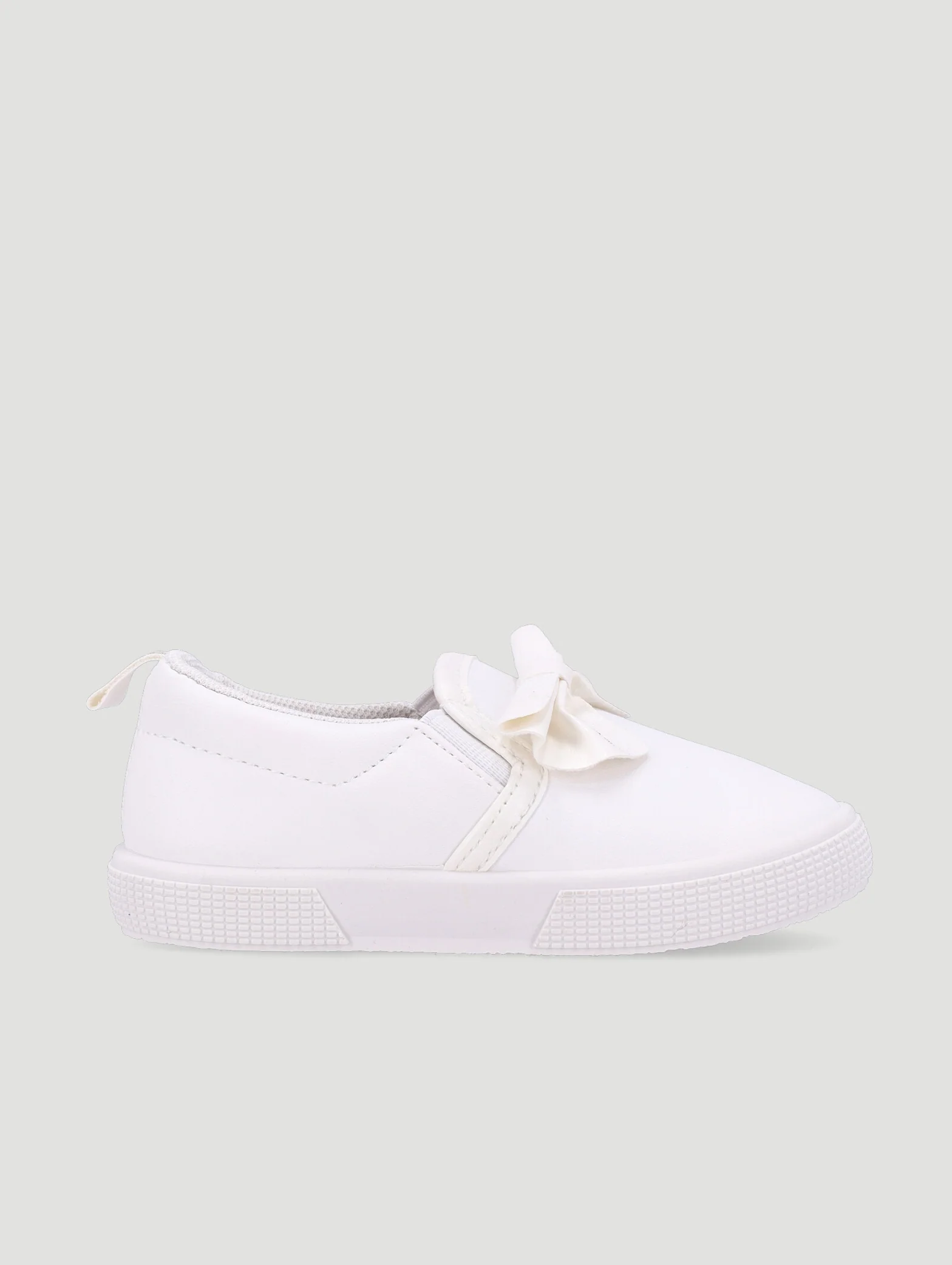 Baby Girls Pu Slip On With Bow - White - Image 3