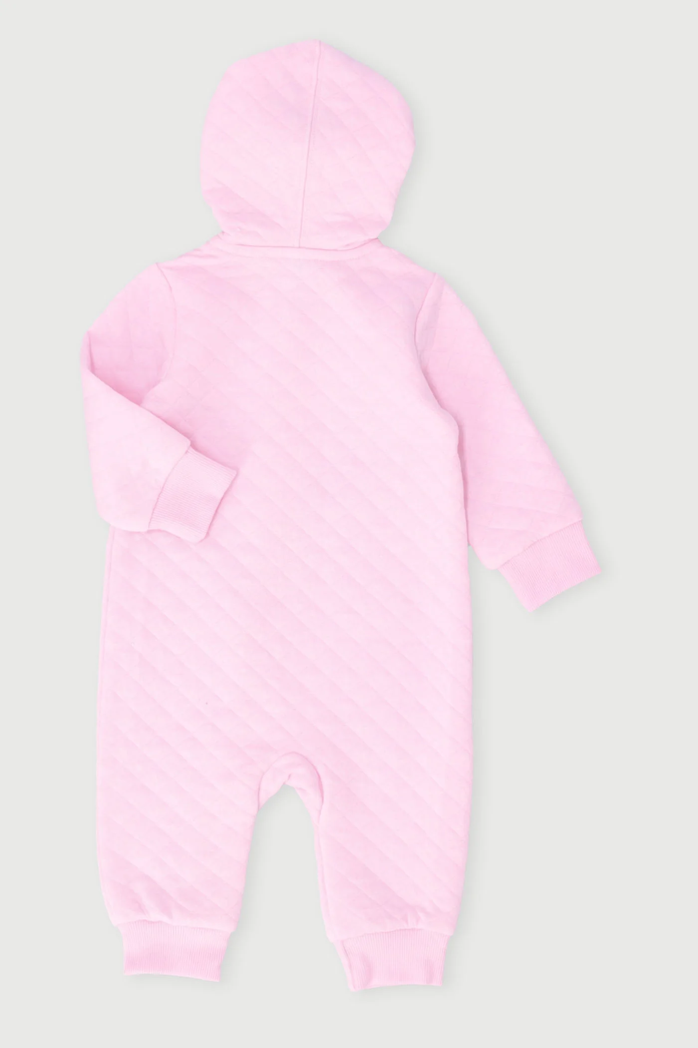 Baby Girls Quilted Long Sleeve Romper - Candy Pink - Image 2