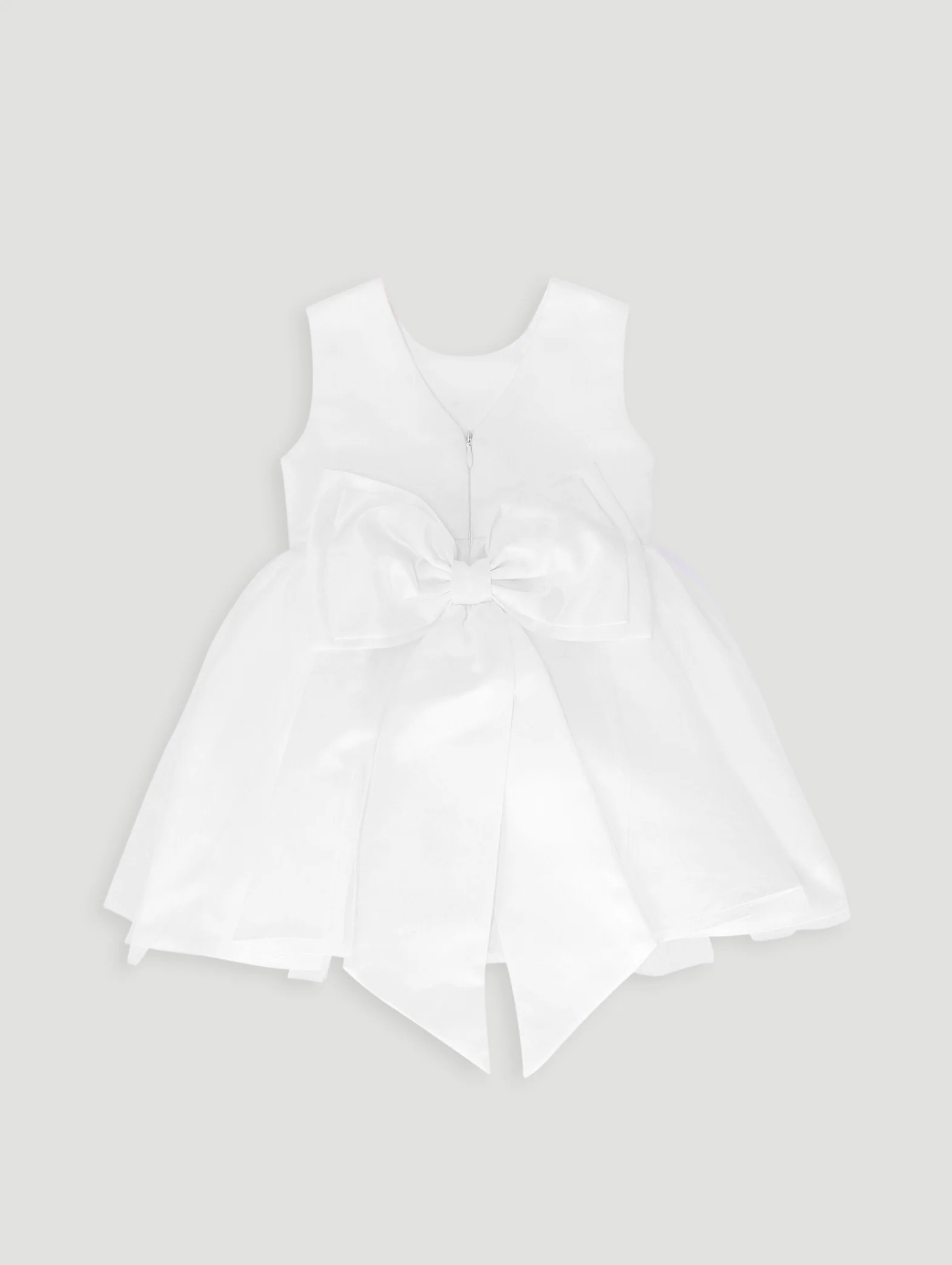 Baby Girls Satin Bow Smart Dress - White - Image 2