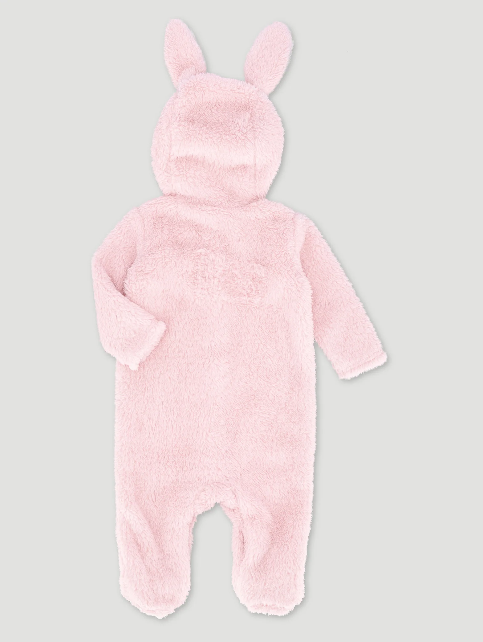 Baby Girls Sherpa Bunny Sleepsuit - Dusty Pink - Image 2