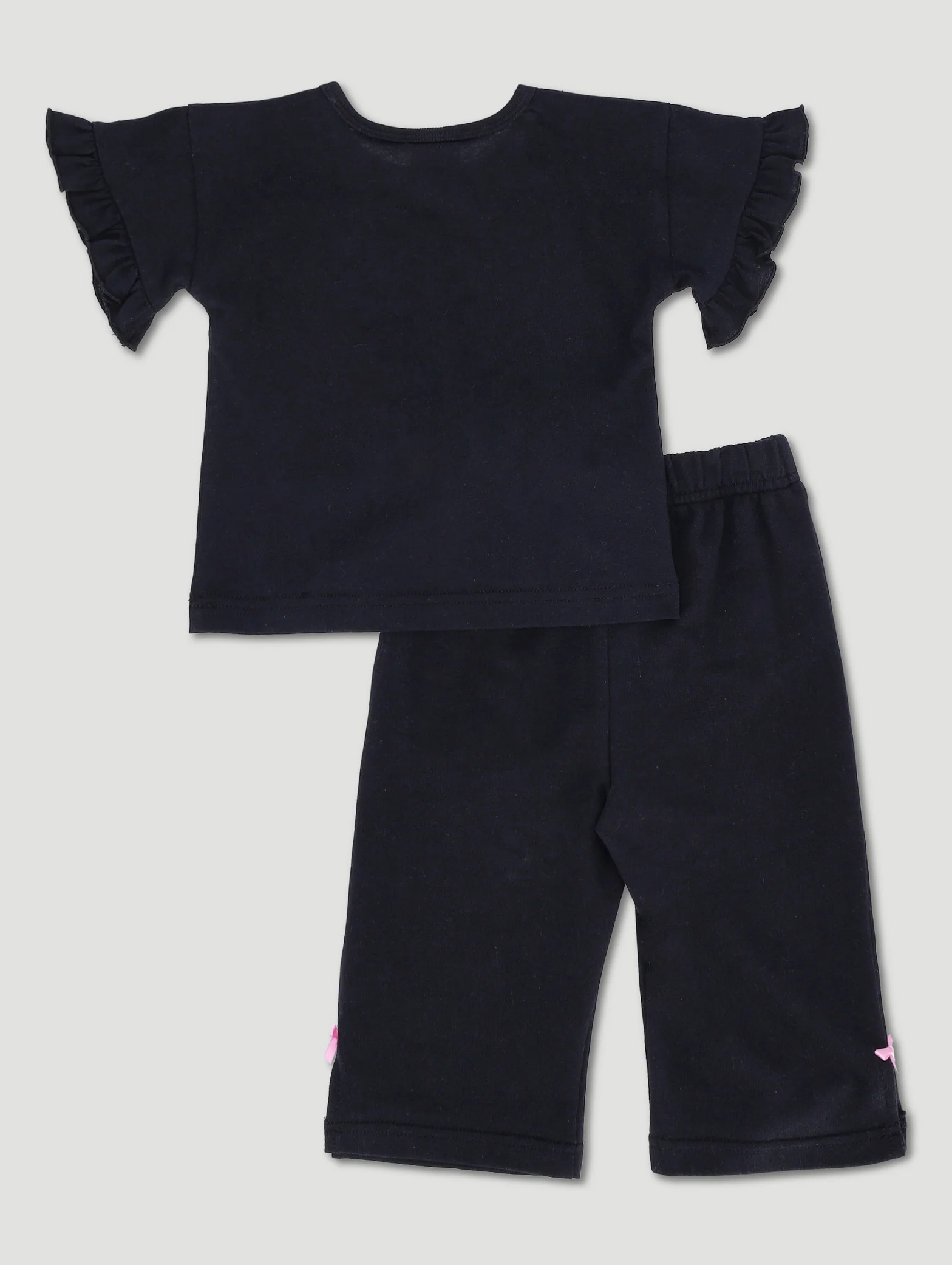 Baby Girls Single Glitter Print Tee - Black - Image 3