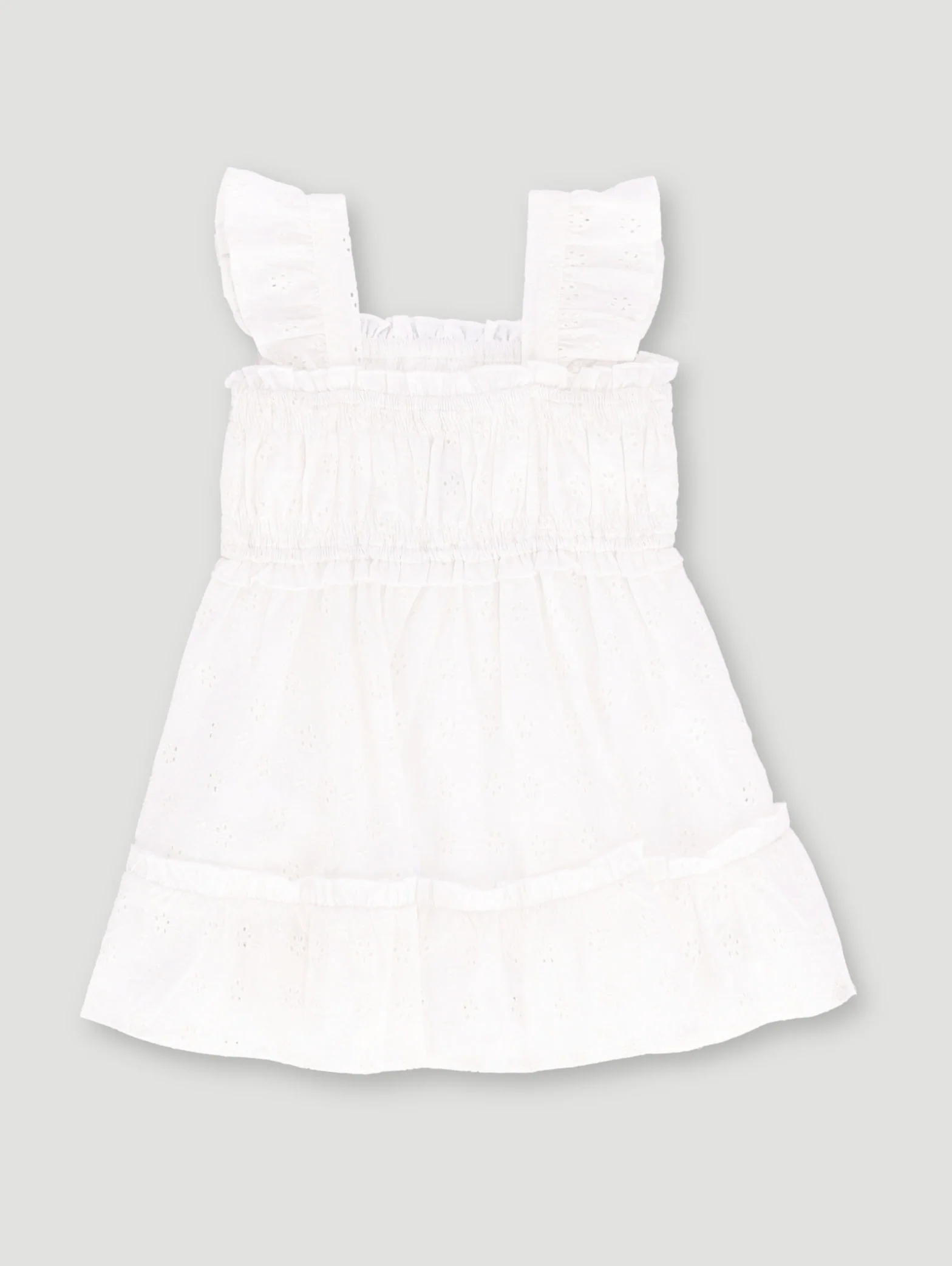 Baby Girls Sleeveless Anglaise Dress - White - Image 2