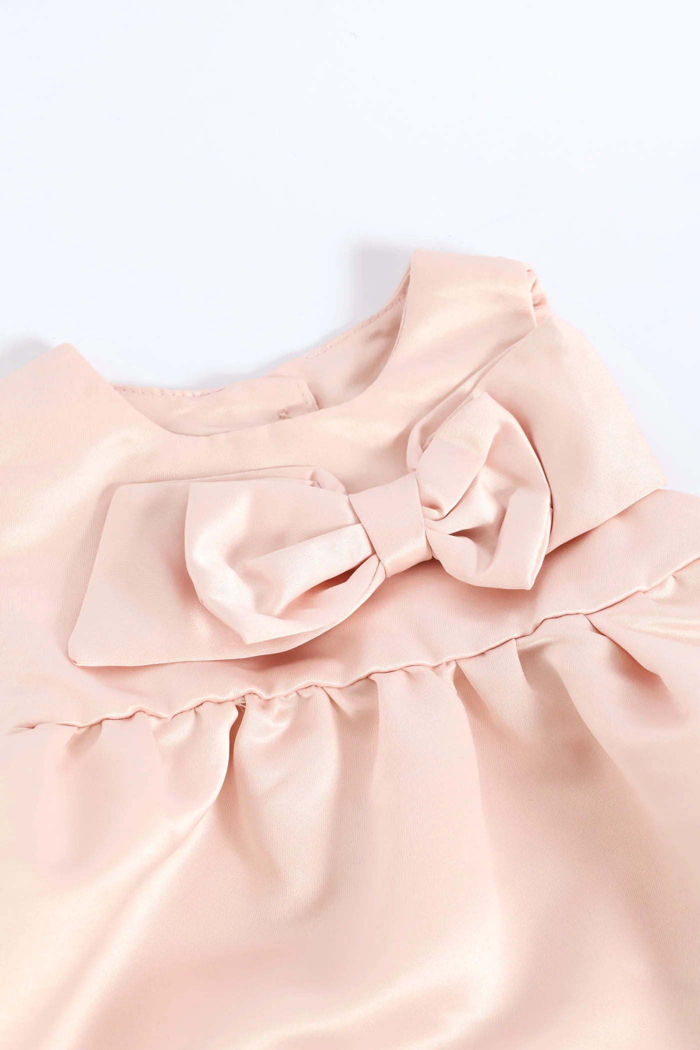 Baby Girls Smart Satin Bow Dress - Dusty Pink - Image 3