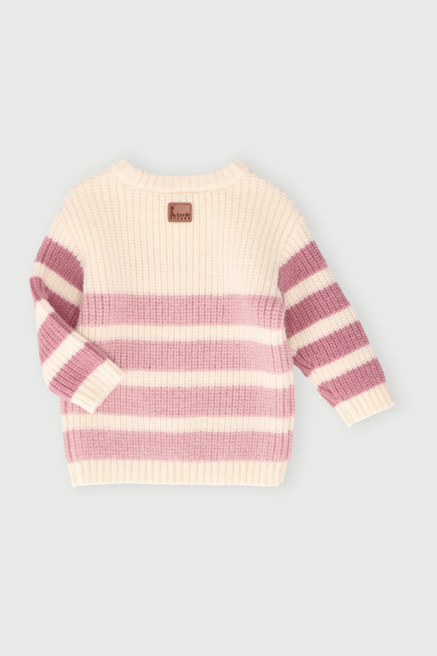 Baby Girls Stripe Knit Pullover - Cream - Image 2
