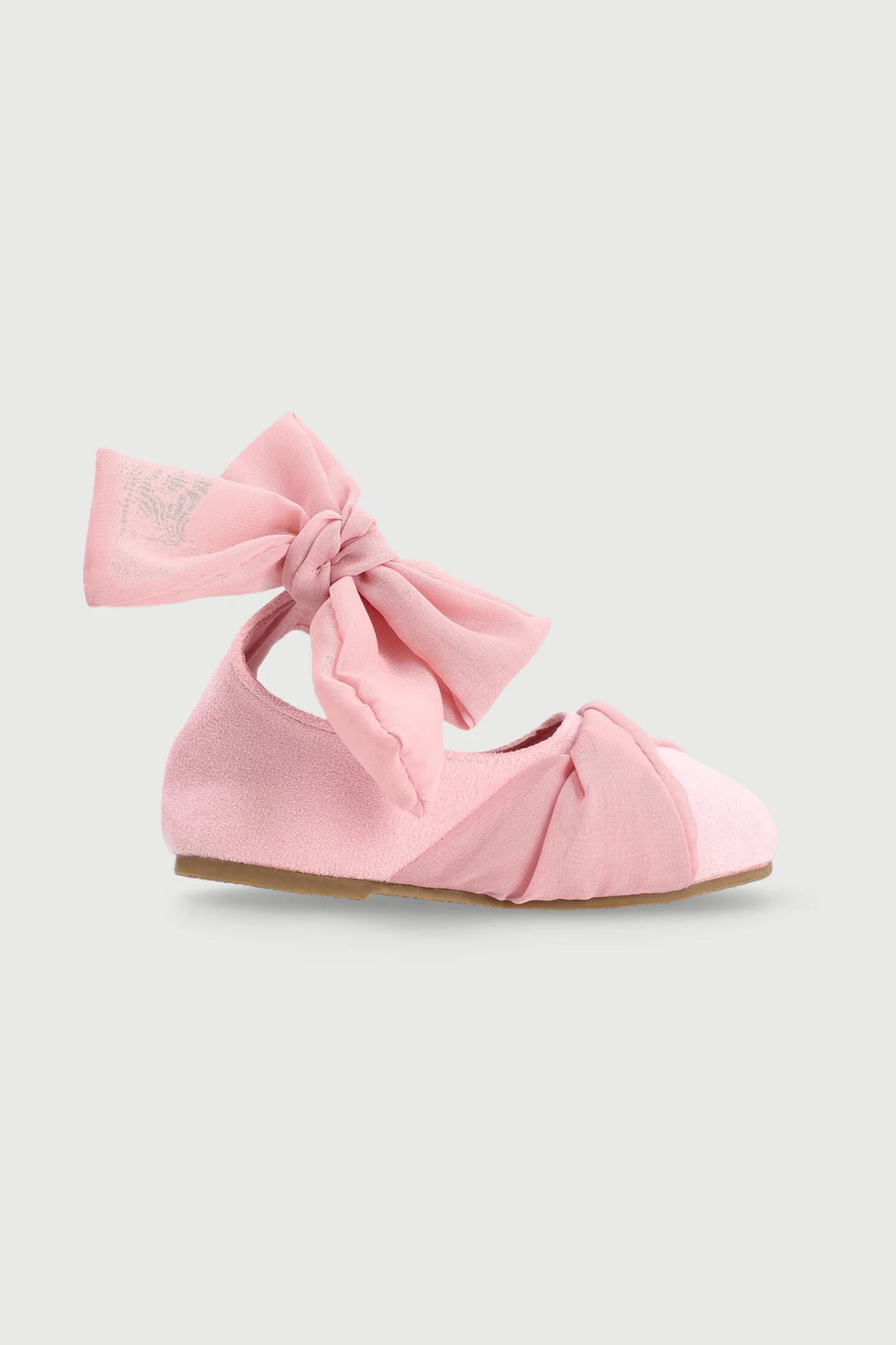 Baby Girls Suede Chiffon Pump - Pink Nude - Image 3