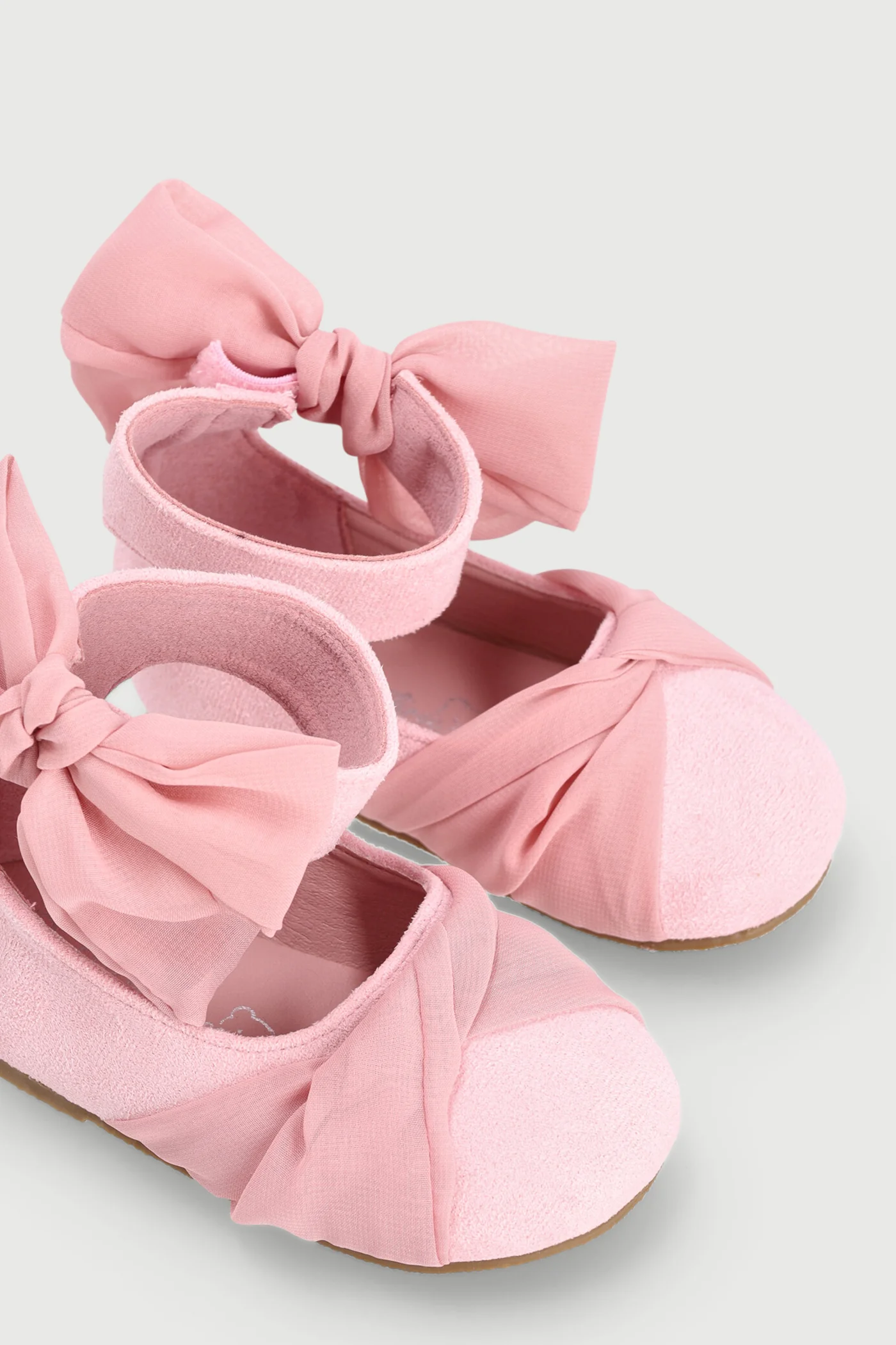 Baby Girls Suede Chiffon Pump - Pink Nude - Image 4