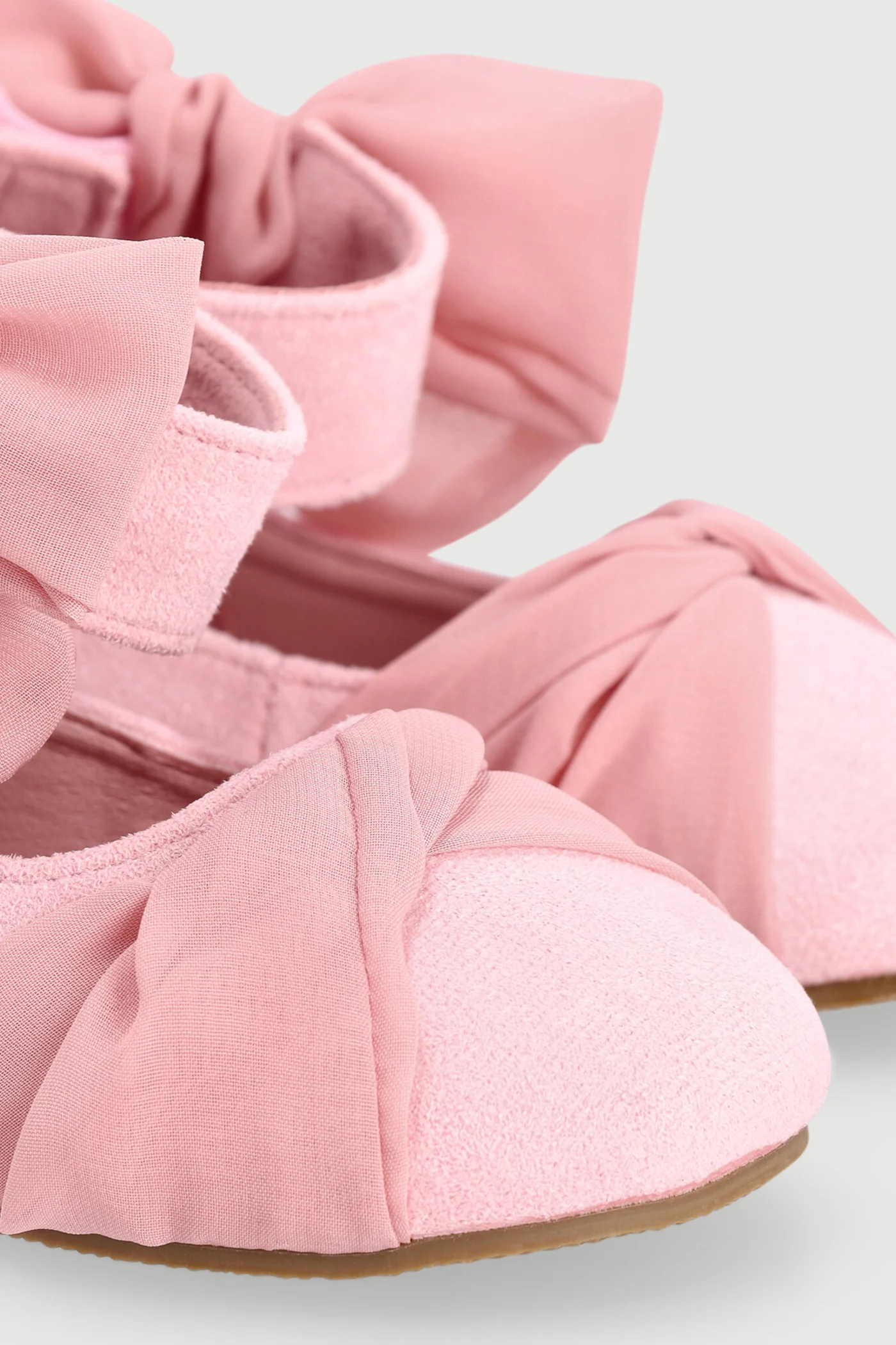 Baby Girls Suede Chiffon Pump - Pink Nude - Image 5