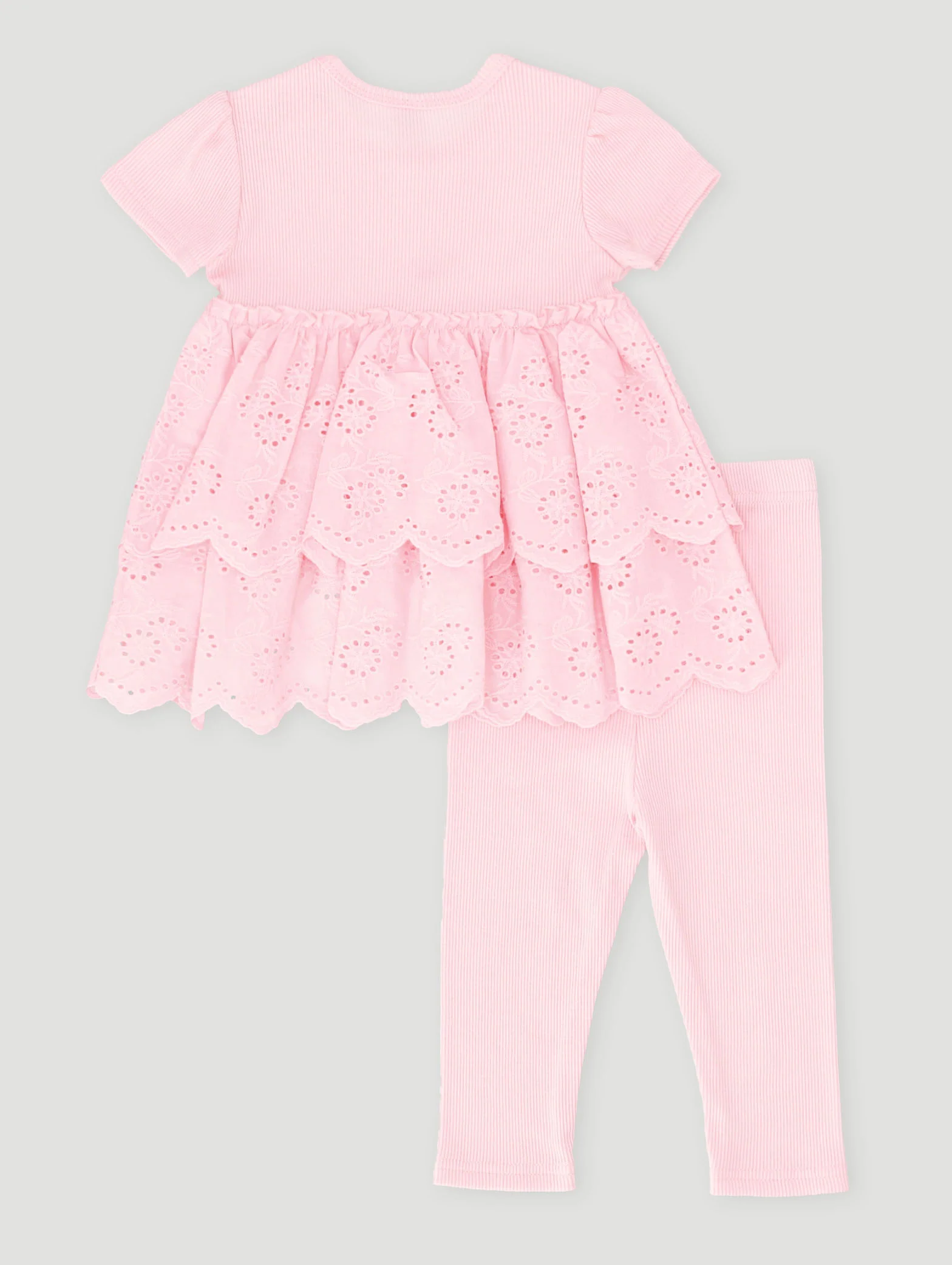 Baby Girls Tunic Anglaise Set - Dusty Pink - Image 2