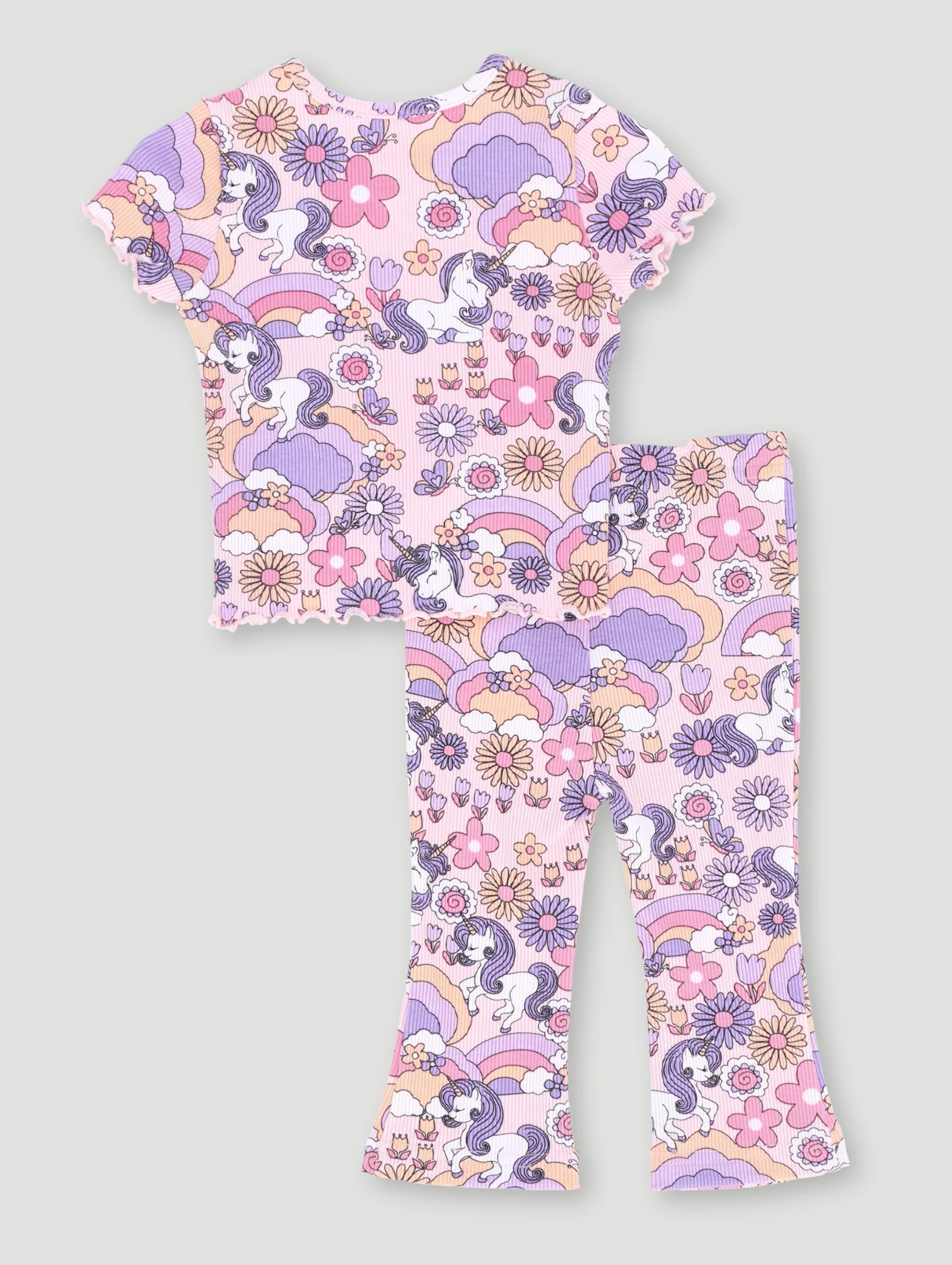 Baby Girls Unicorn Ribbed Knit Set - Tan - Image 2