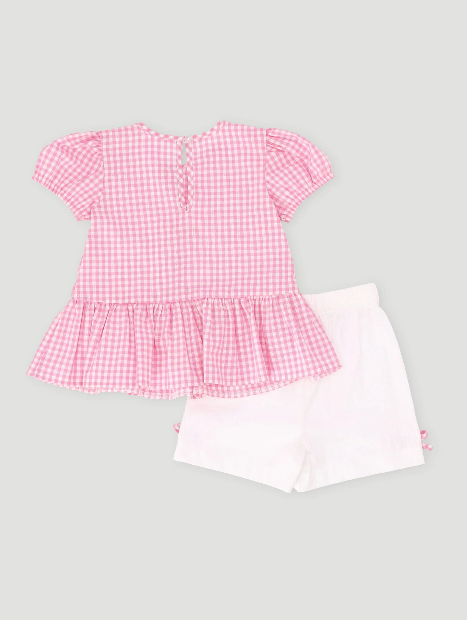 Baby Girls Woven Check Short Set - Pink - Image 2