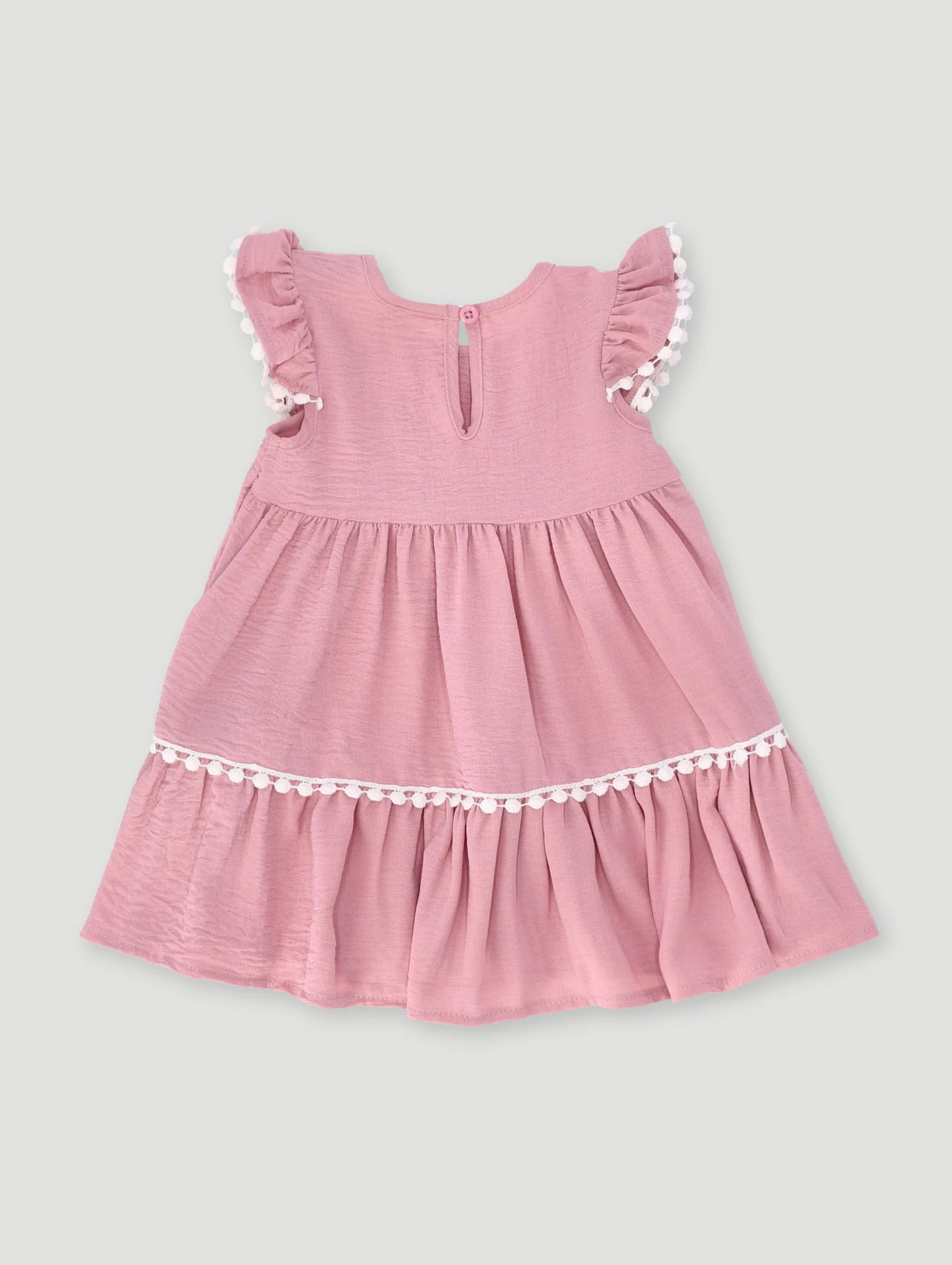 Baby Girls Woven Crinkle Dress - Mauve - Image 2