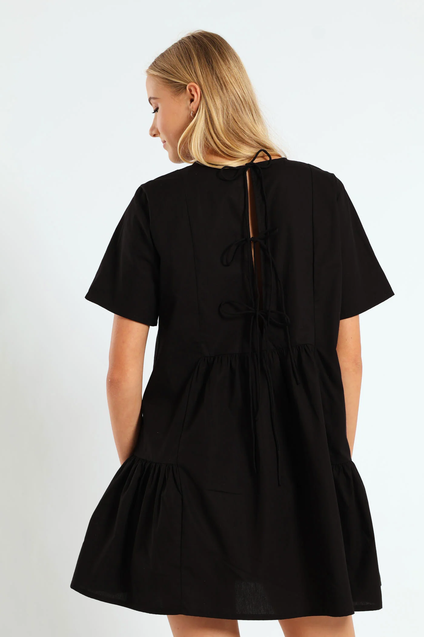 Back Tie Panel Dress - Black - Image 5