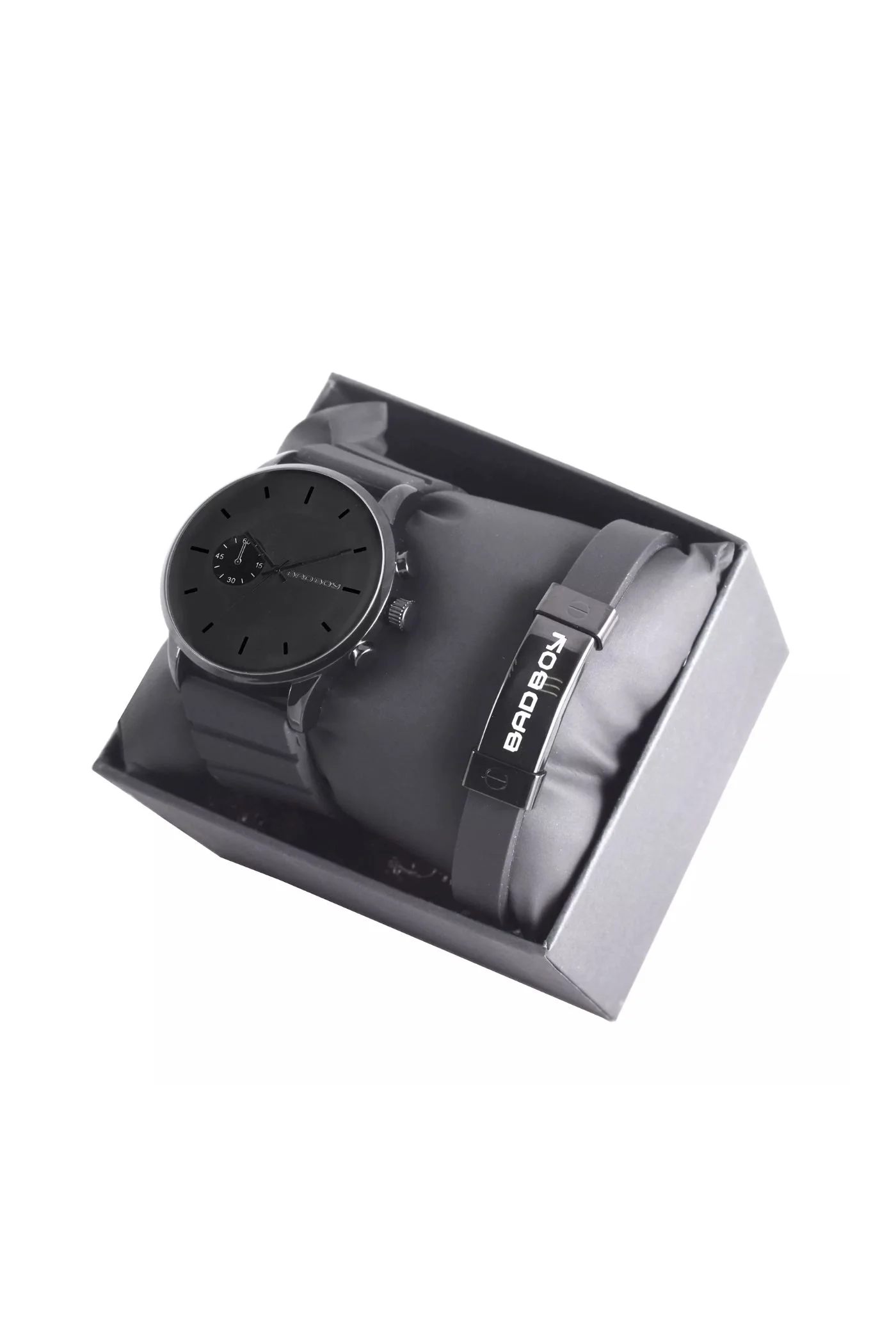 Silicone Bracelet & Watch Set - Black - Image 2