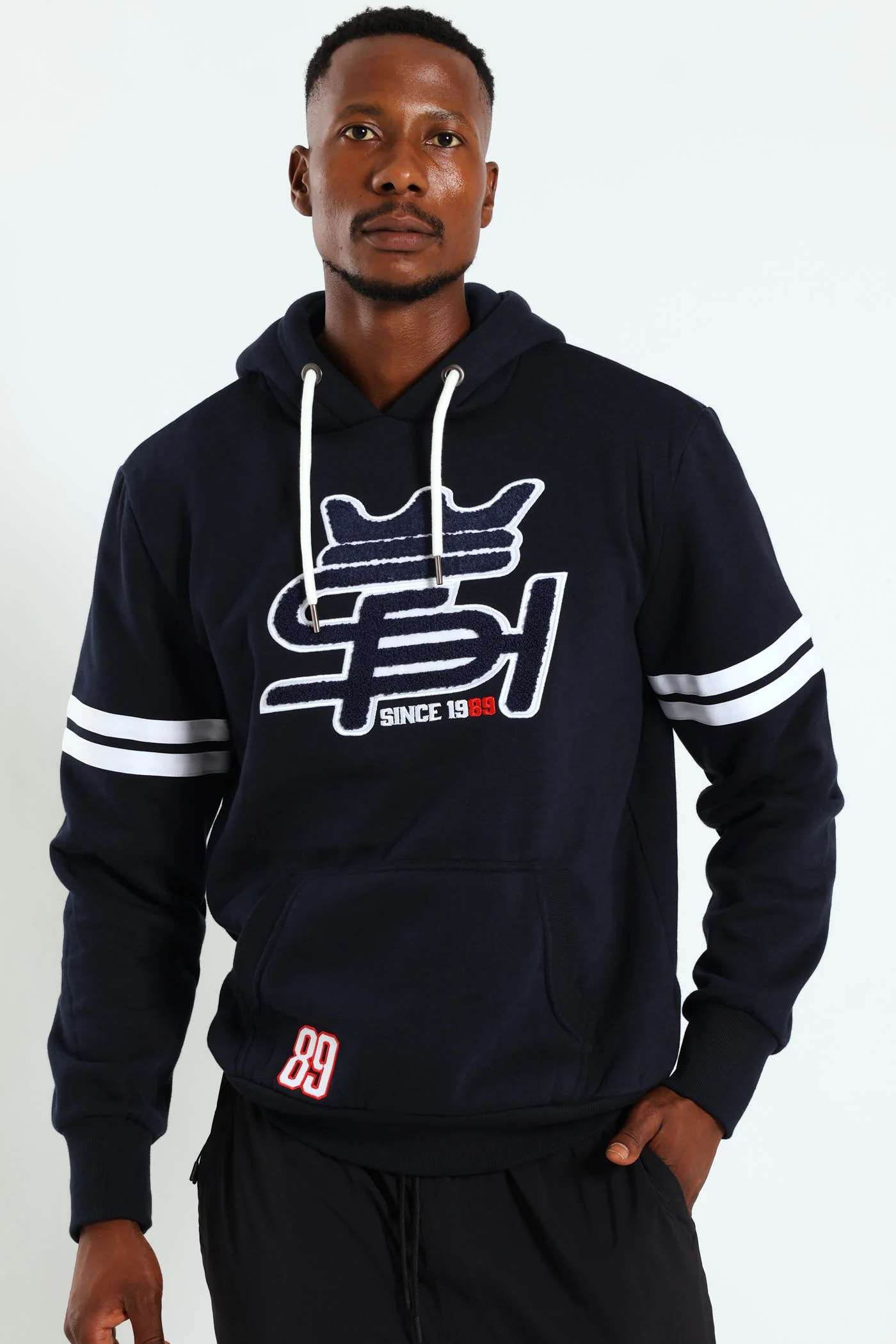 Badge Fleece Hoody - Navy - Image 2