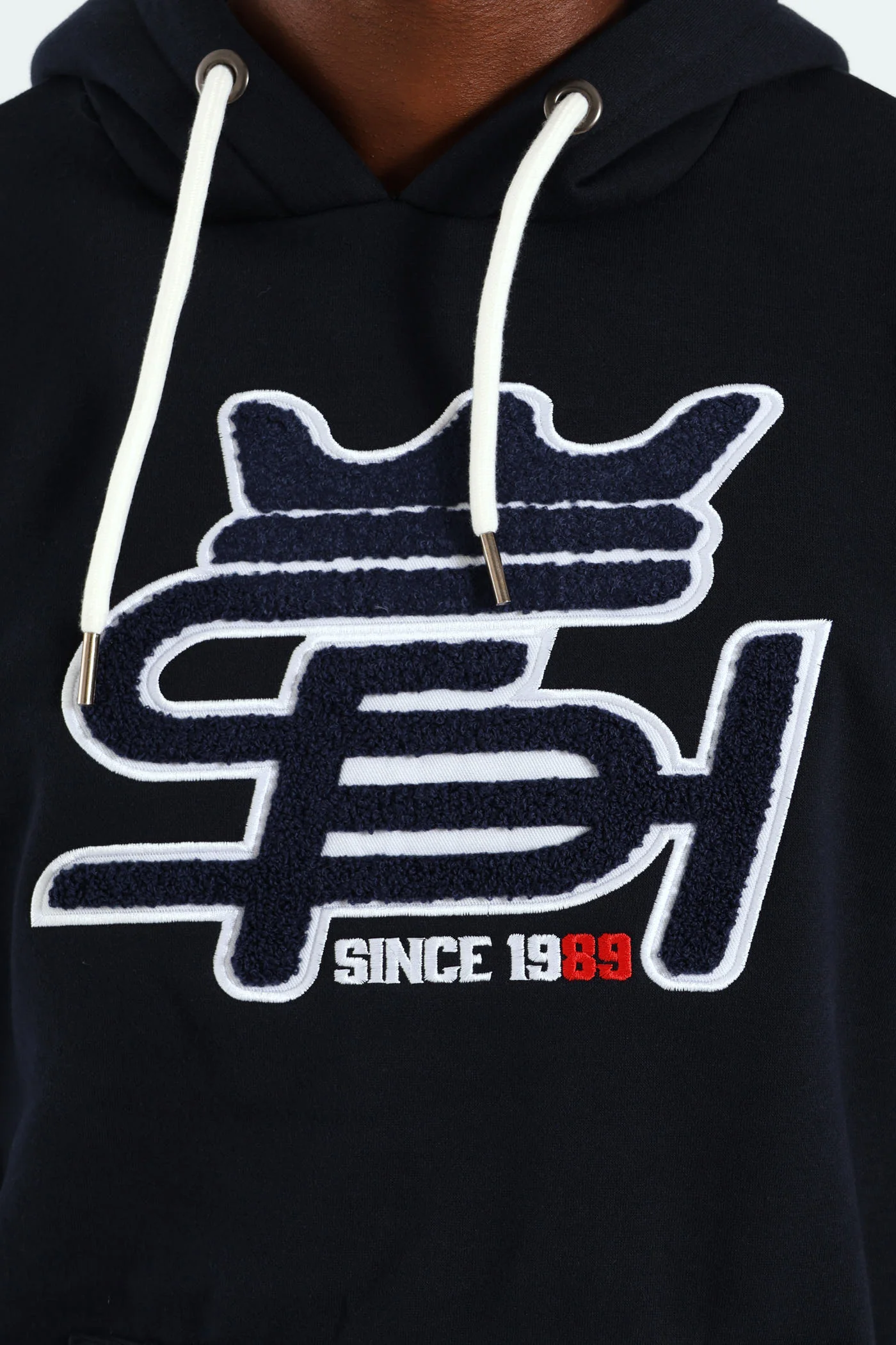 Badge Fleece Hoody - Navy - Image 5